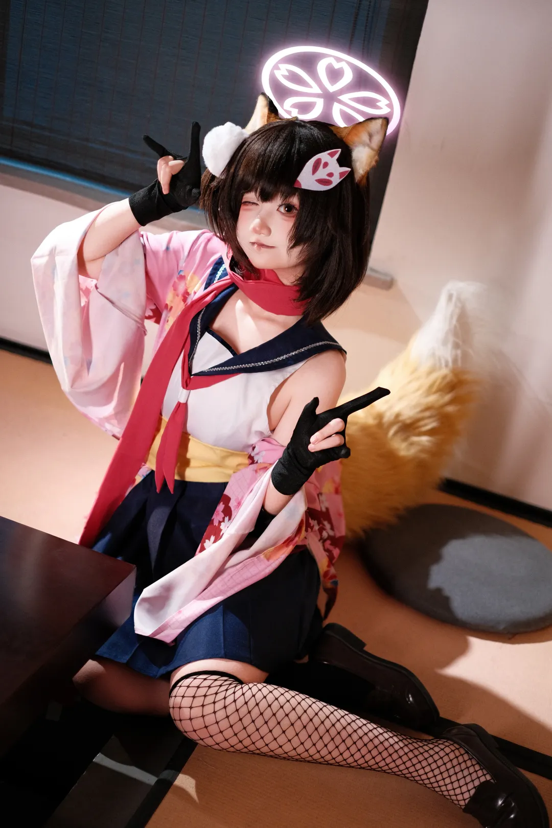 二次元摄影, 蔚蓝档案, 久田泉奈cos, 兽娘cosplay, 狐耳装扮