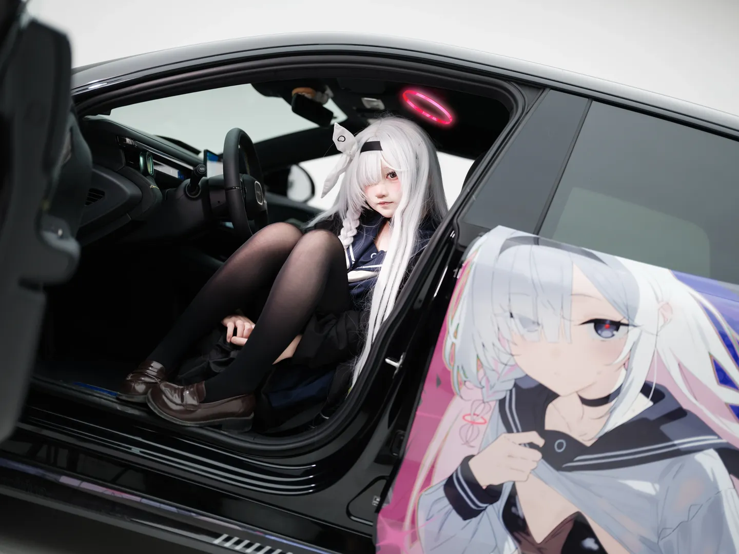 Blue Archive, Plana cosplay, Itasha, Cosplay photography, Black tights outfit - Image 6