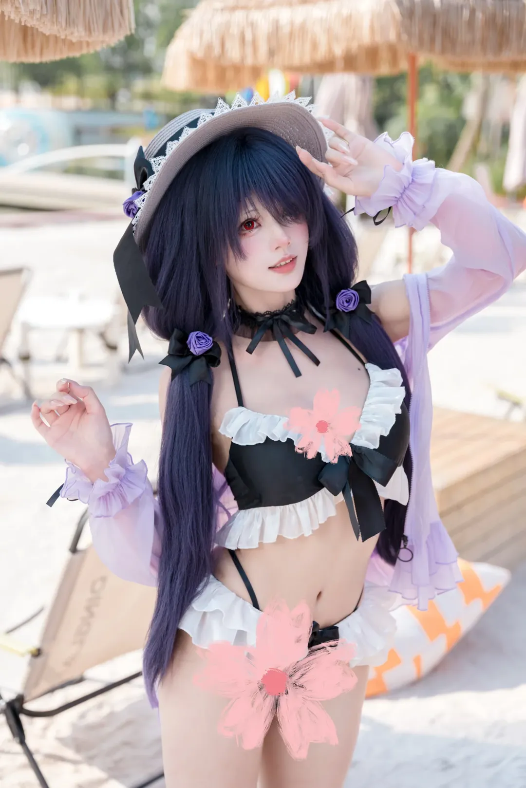 二次元cosplay, 泳装写真, 约会大作战, 时崎狂三cos, 沙滩人像 - 第2张