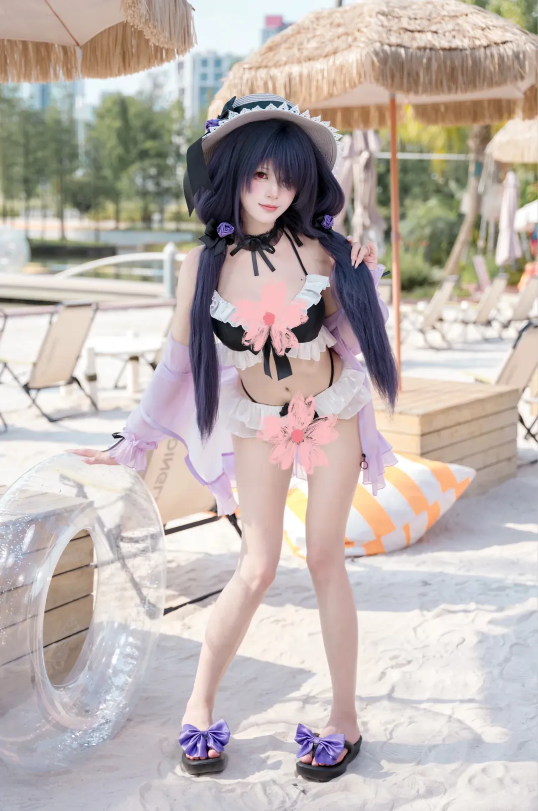二次元コスプレ, 水着写真, デート・ア・ライブ, 時崎狂三 コスプレ, ビーチポートレート