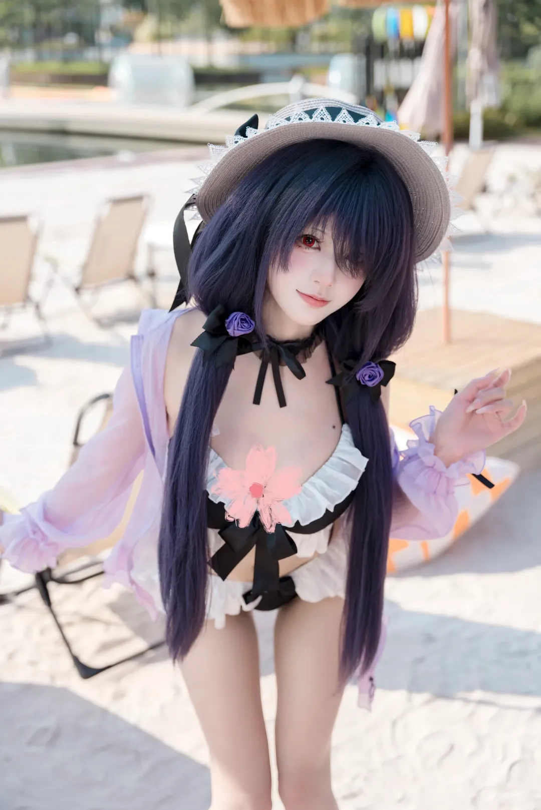 二次元cosplay, 泳装写真, 约会大作战, 时崎狂三cos, 沙滩人像 - 第5张