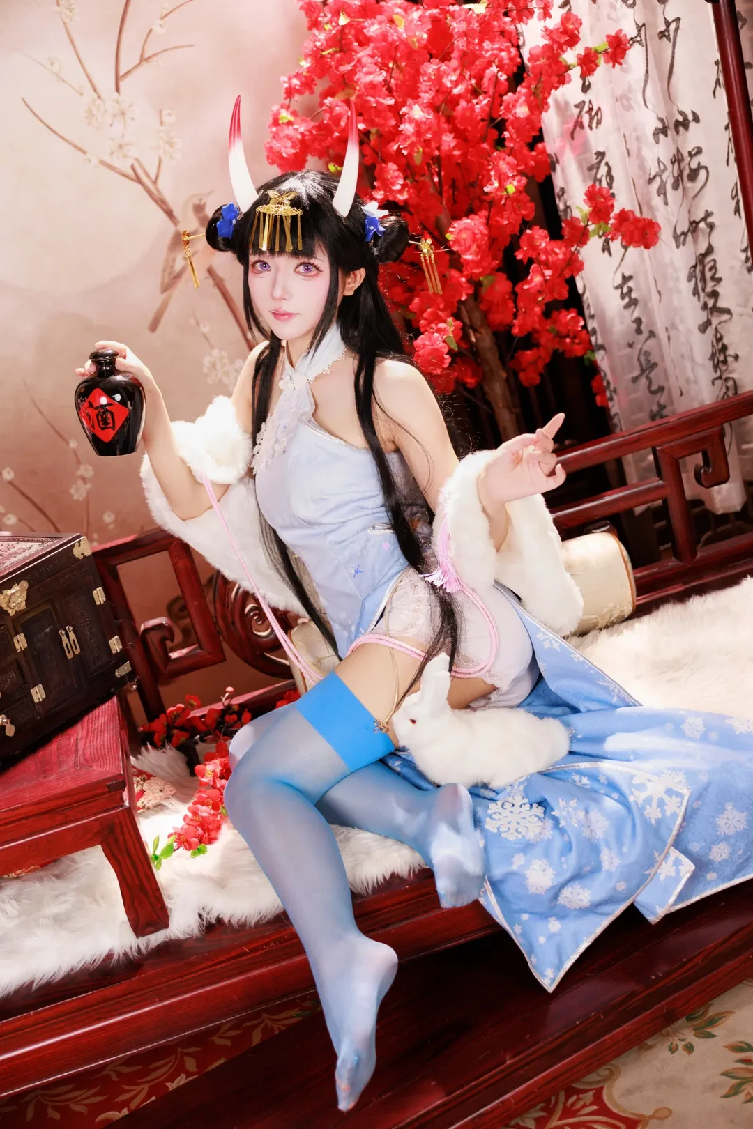 碧蓝航线, 旗袍, 二次元cosplay, 能代cos, 蓝色丝袜 - 第2张