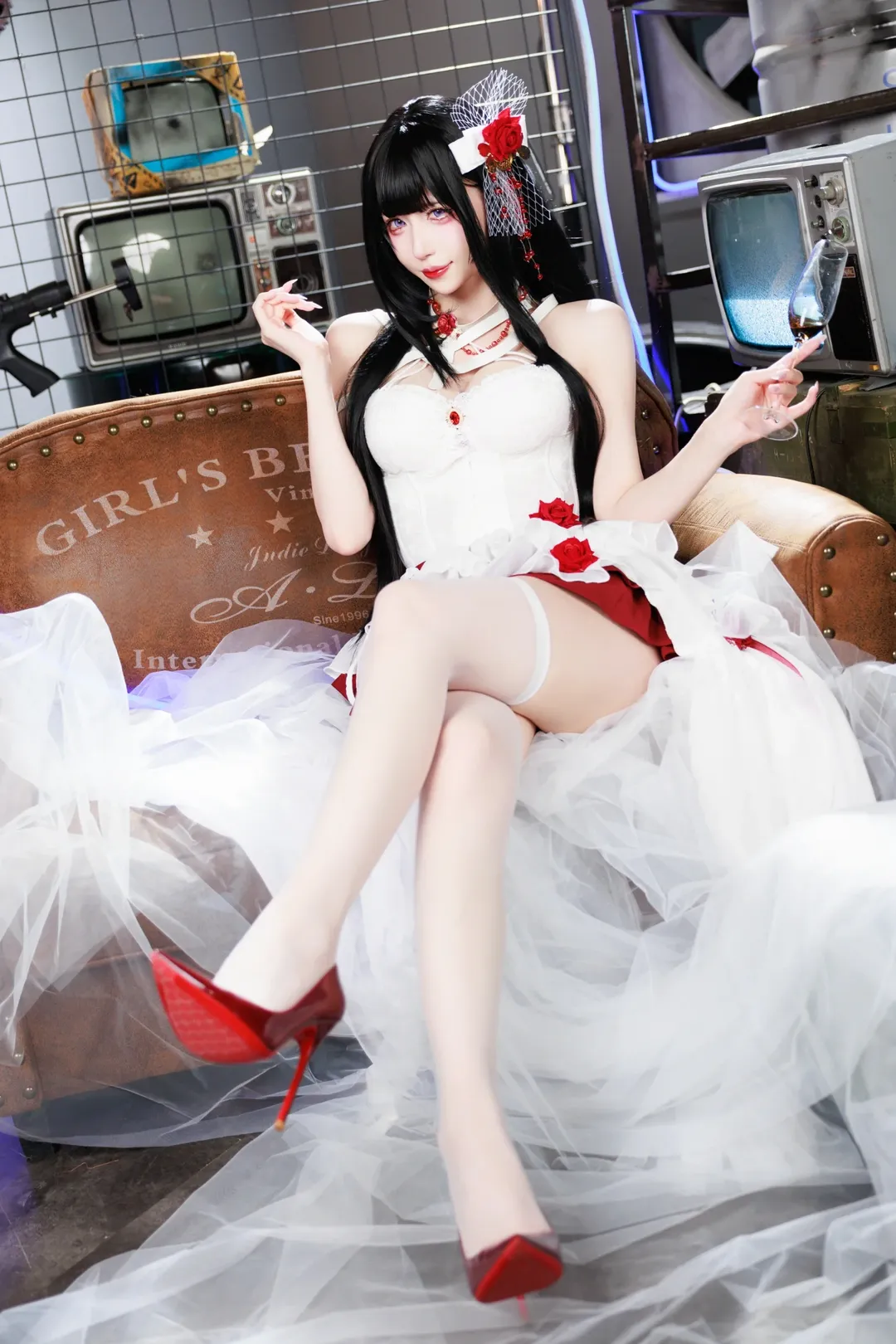 白丝, 米哈拉cos, cosplay摄影, nikke胜利女神, 大长腿