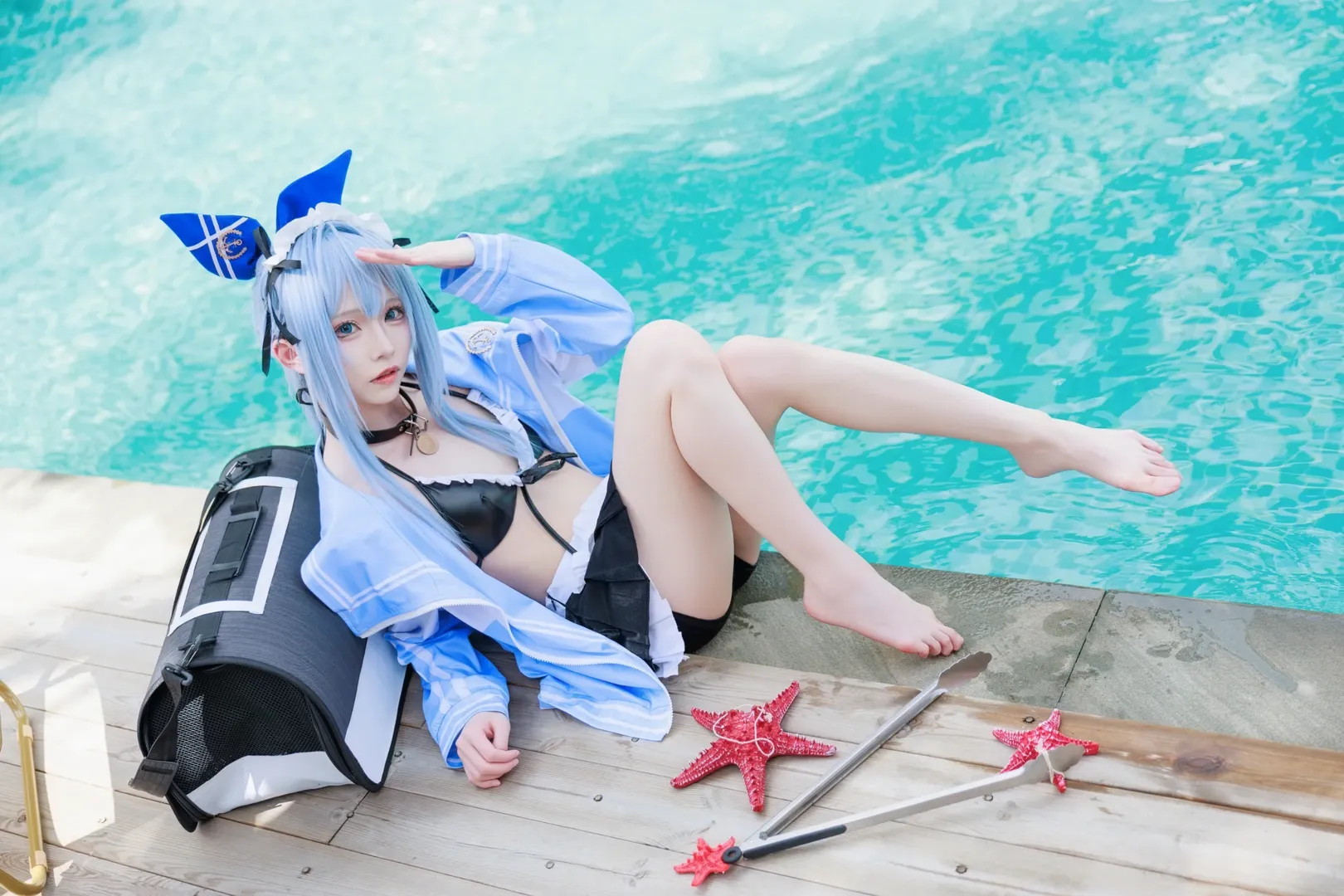 泳裝cosplay, 二次元cos, 勝利女神, 水邊寫真, 安克cos