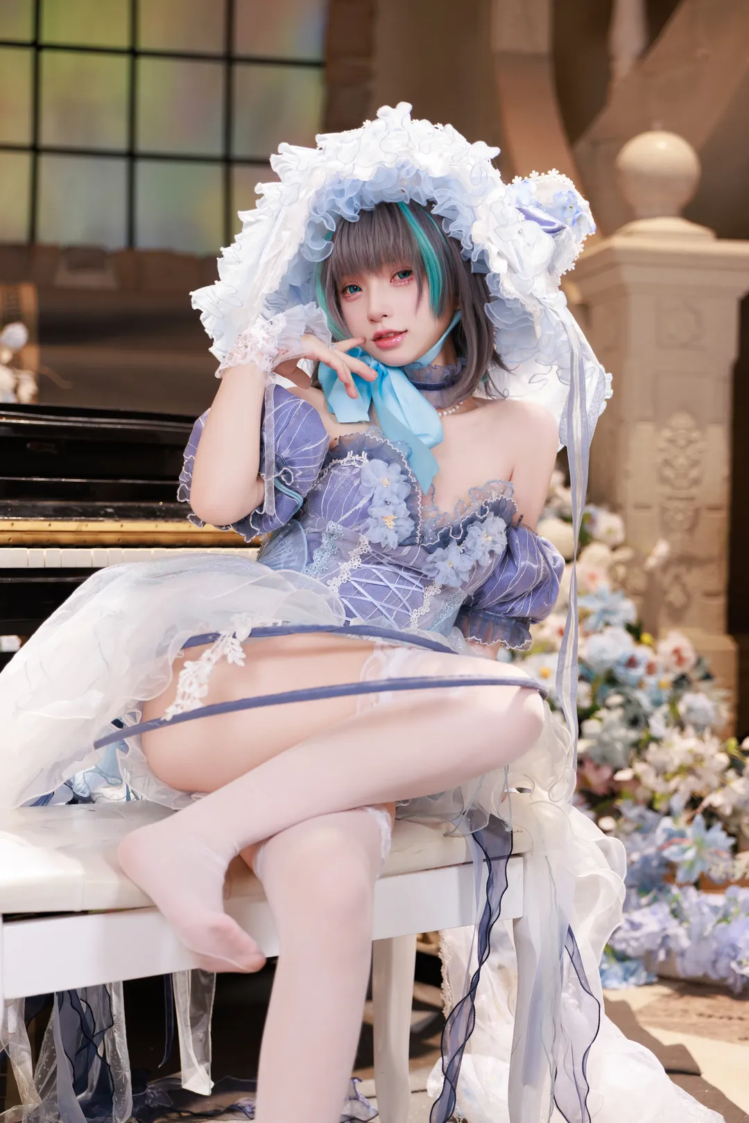 コスプレ, 二次元撮影, チェシャー コスプレ, アズールレーン, 白タイツコスプレ