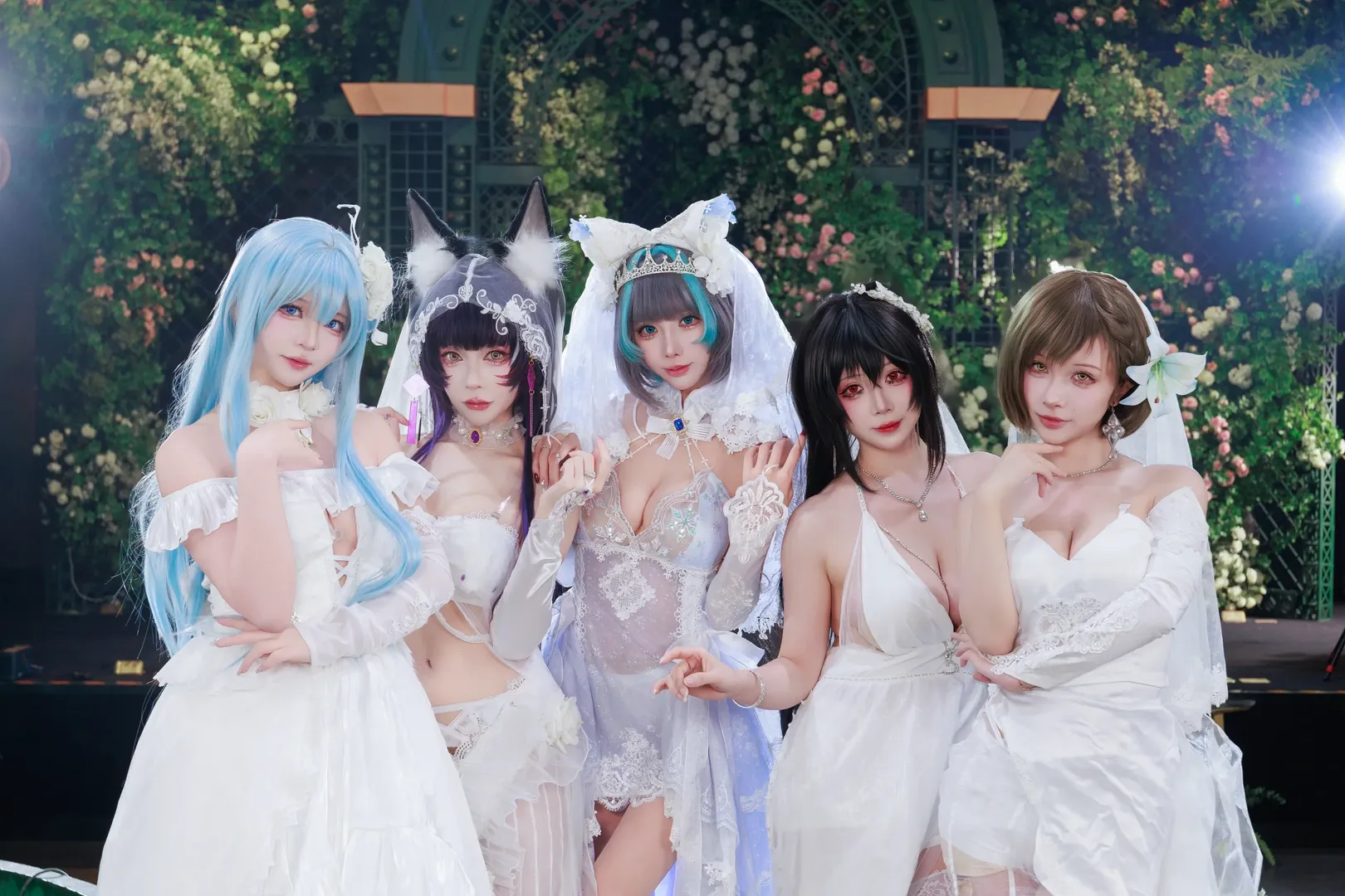 碧蓝航线cosplay, 白丝cosplay, 花嫁婚纱, 舞台灯光, 多人cos