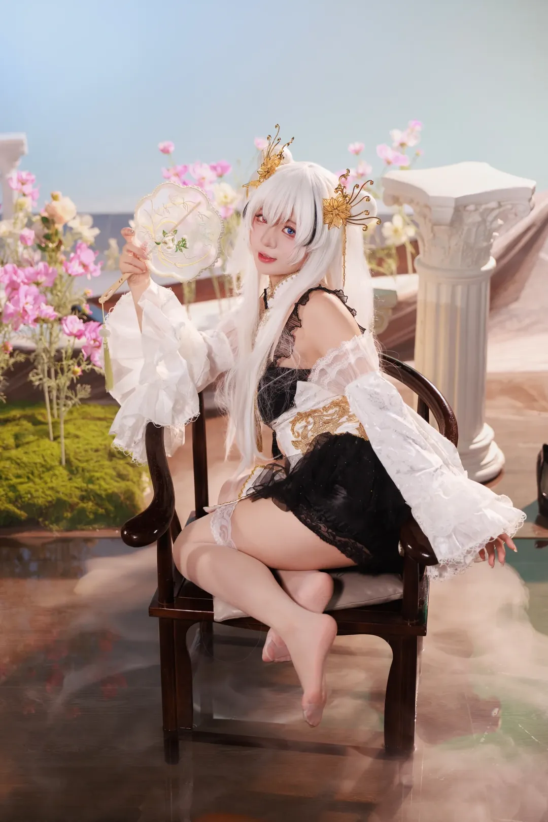碧蓝航线, cosplay摄影, 埃尔宾cos, 白丝cos, 春灯佳人
