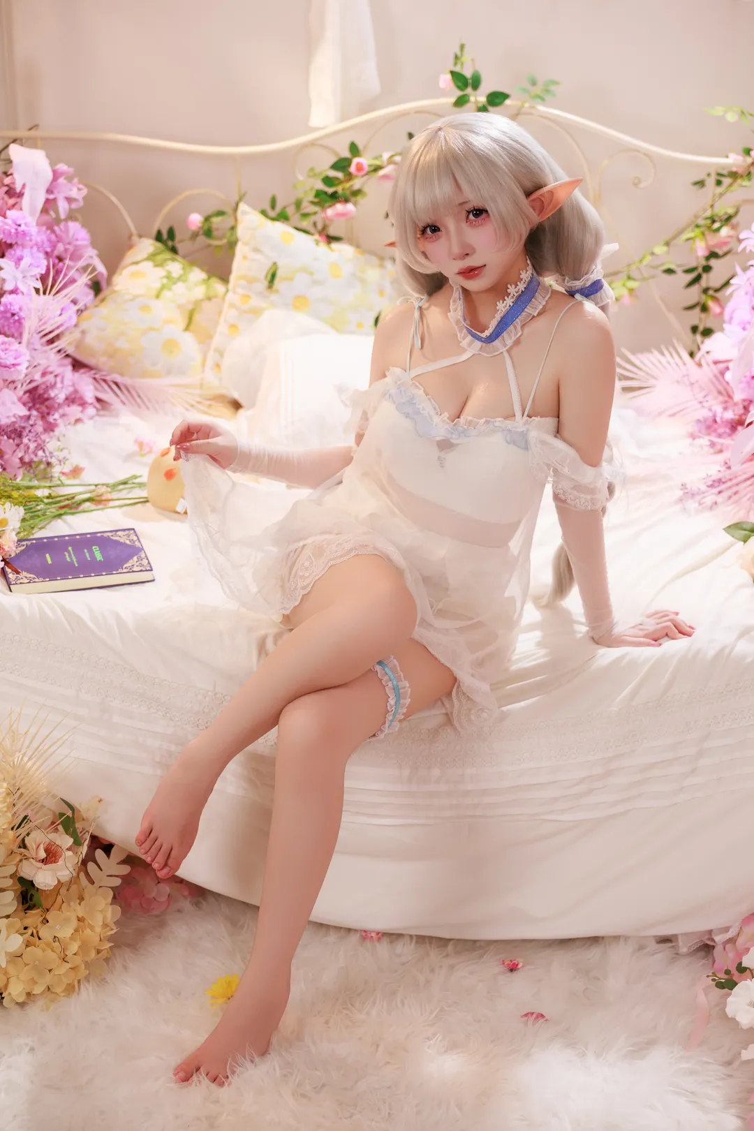 碧蓝航线, 精灵耳cosplay, 居家cosplay, 埃弗森cos, 蕾丝睡裙 - 第2张