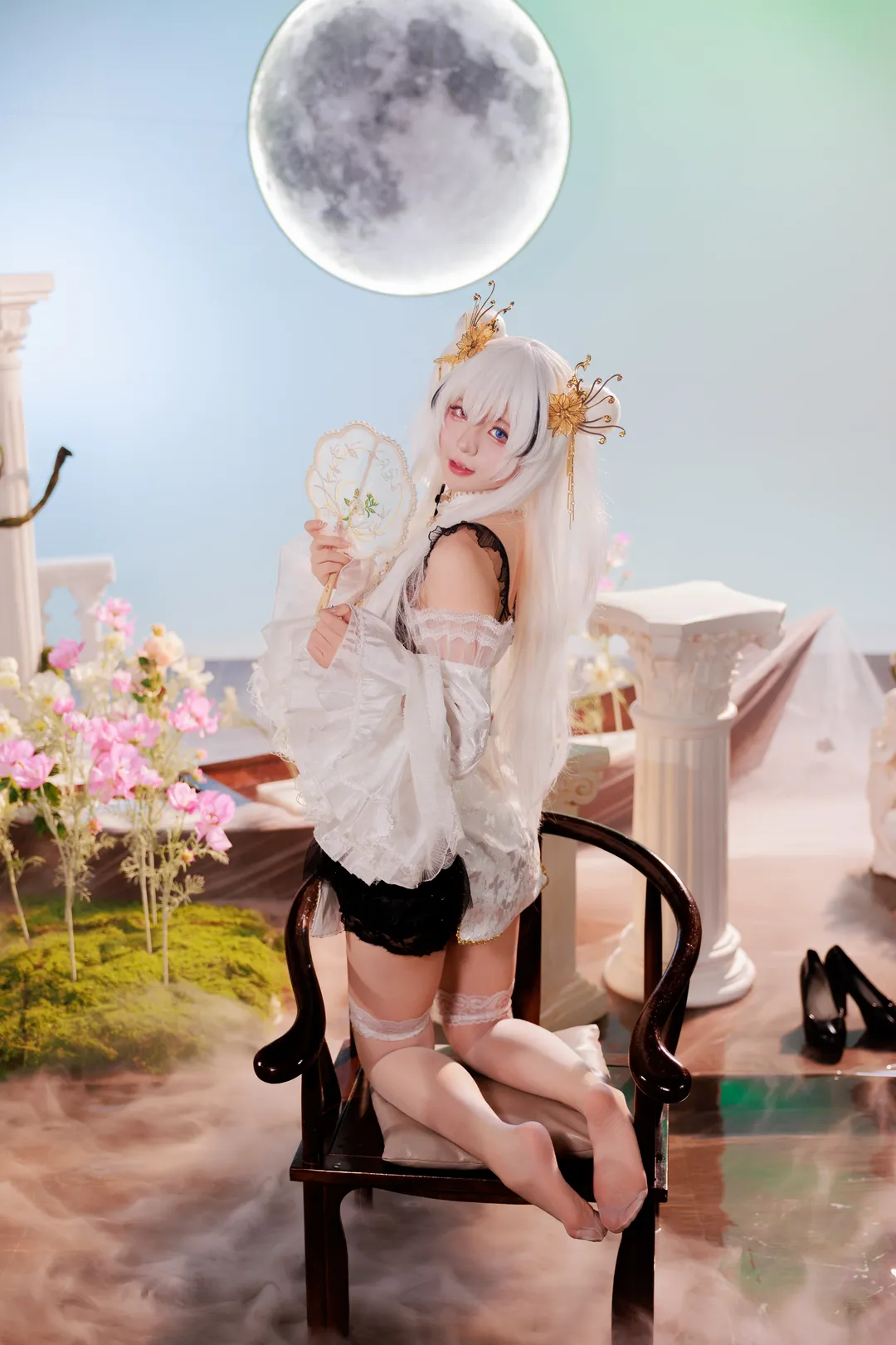 碧蓝航线, 新中式穿搭, 埃尔宾cos, 棚拍写真, 白丝cosplay