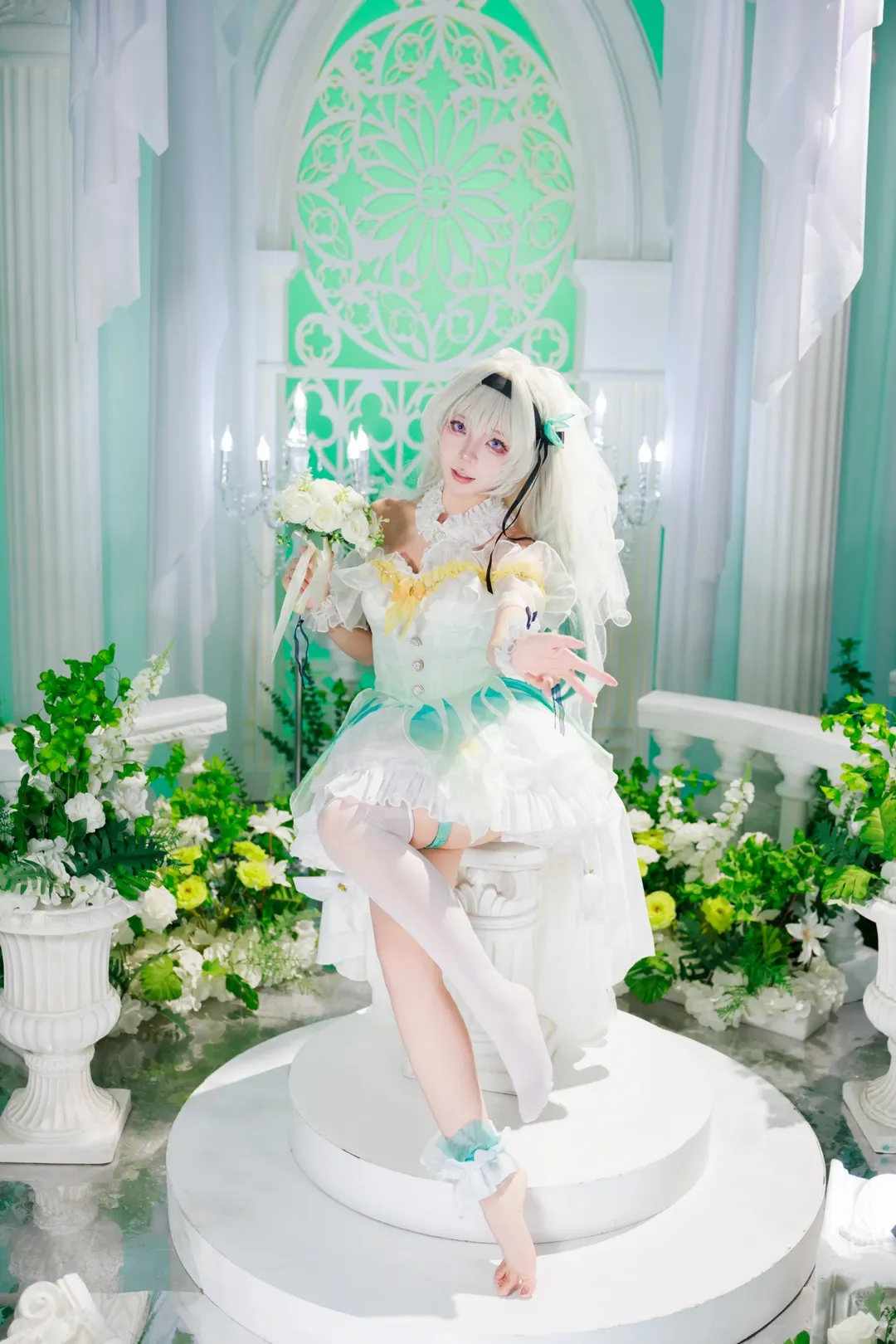 崩壊：スターレイル, ホタル コスプレ, 花嫁コスプレ, コスプレ撮影, 白ニーソコーデ - 1枚目