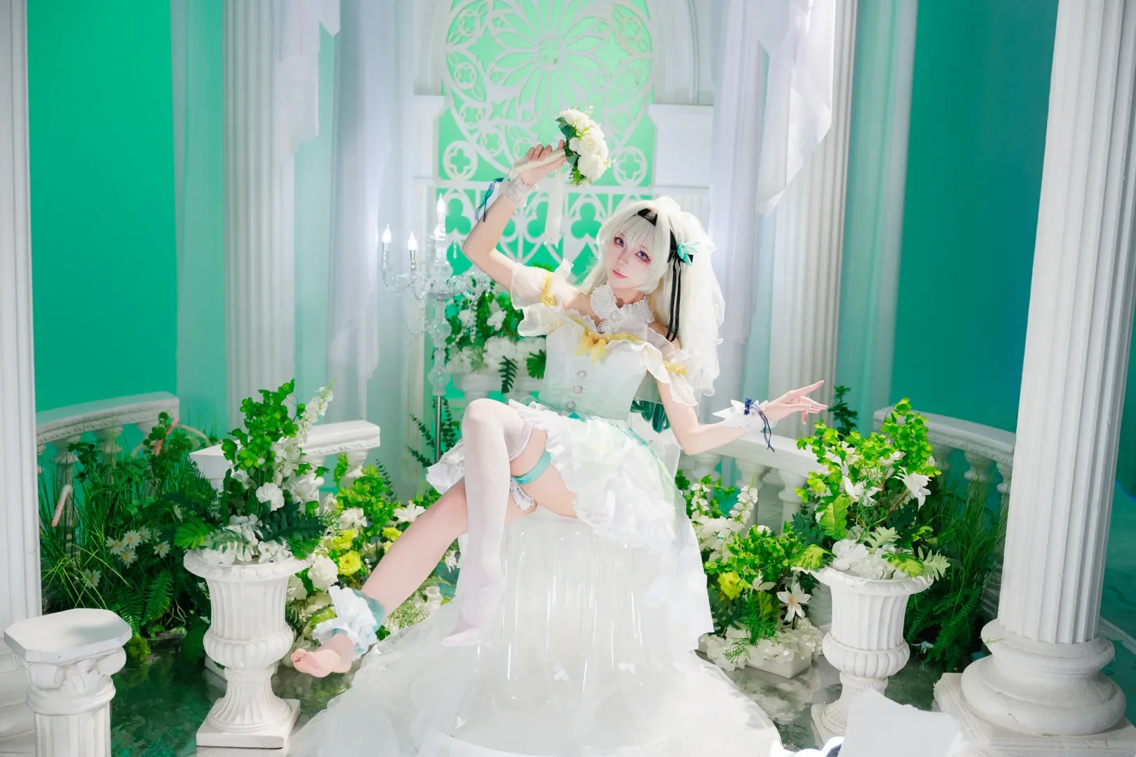 崩坏星穹铁道, 流萤cos, 花嫁造型, cosplay摄影, 白丝cosplay - 第1张
