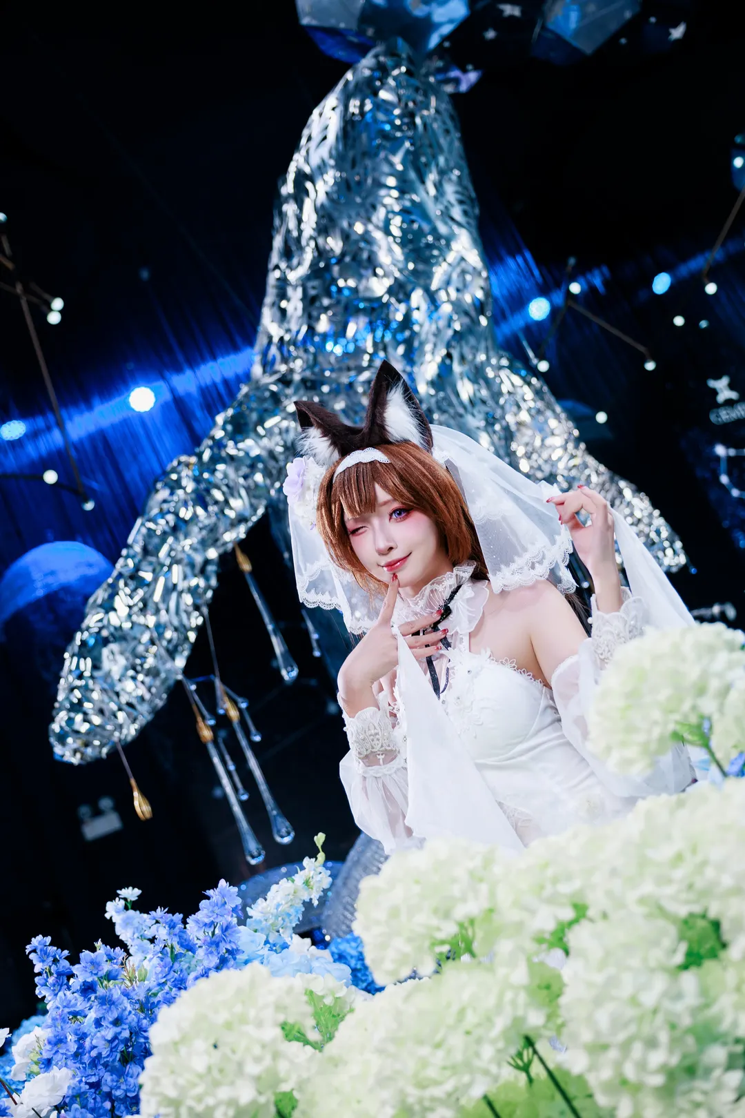 Anime-style photography, Azur Lane, Bride cosplay, Kemonomimi girl, Amagi cosplay - Image 2
