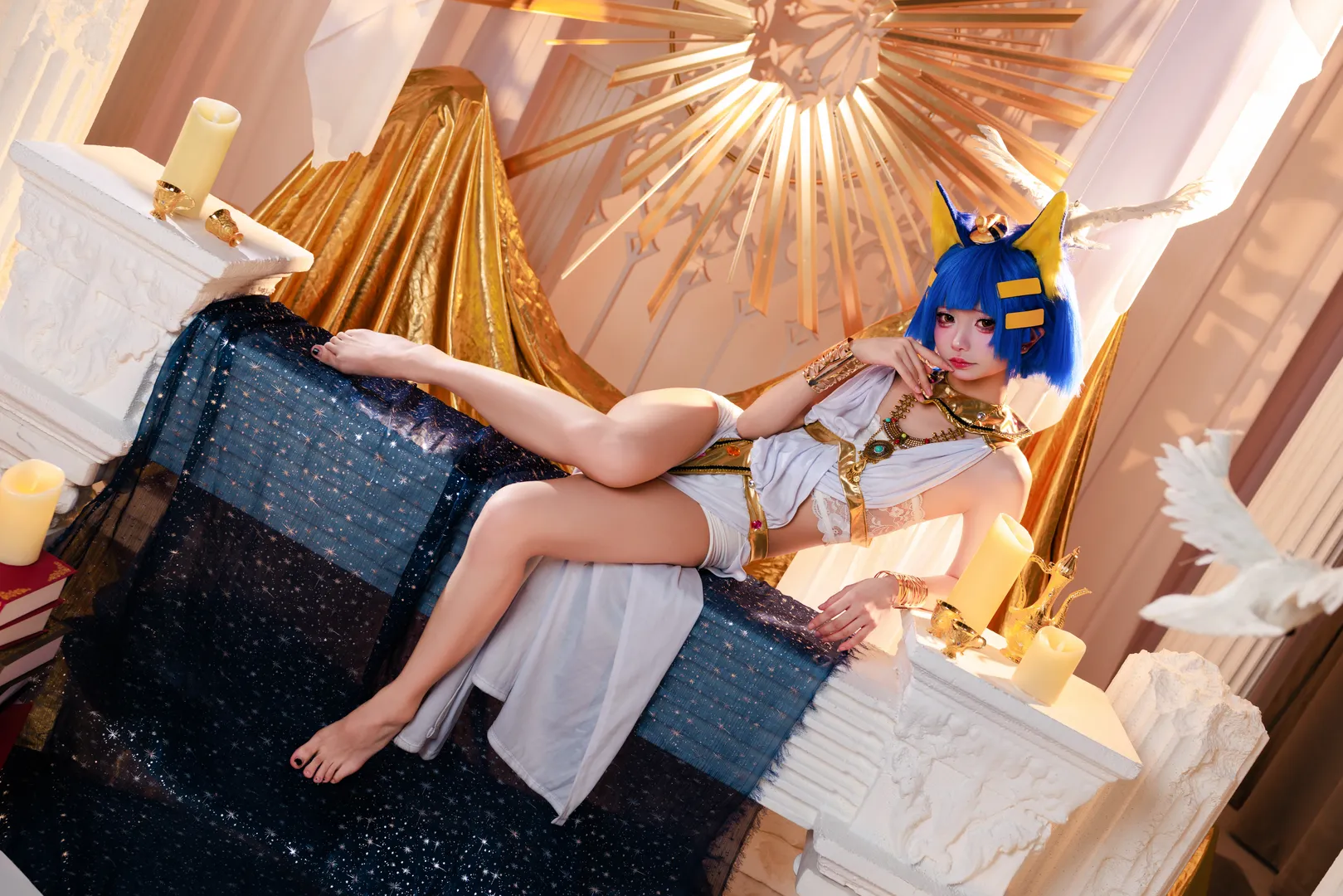 cosplay, 人像摄影, 异域风情, 蓝色假发, 埃及猫 - 第1张