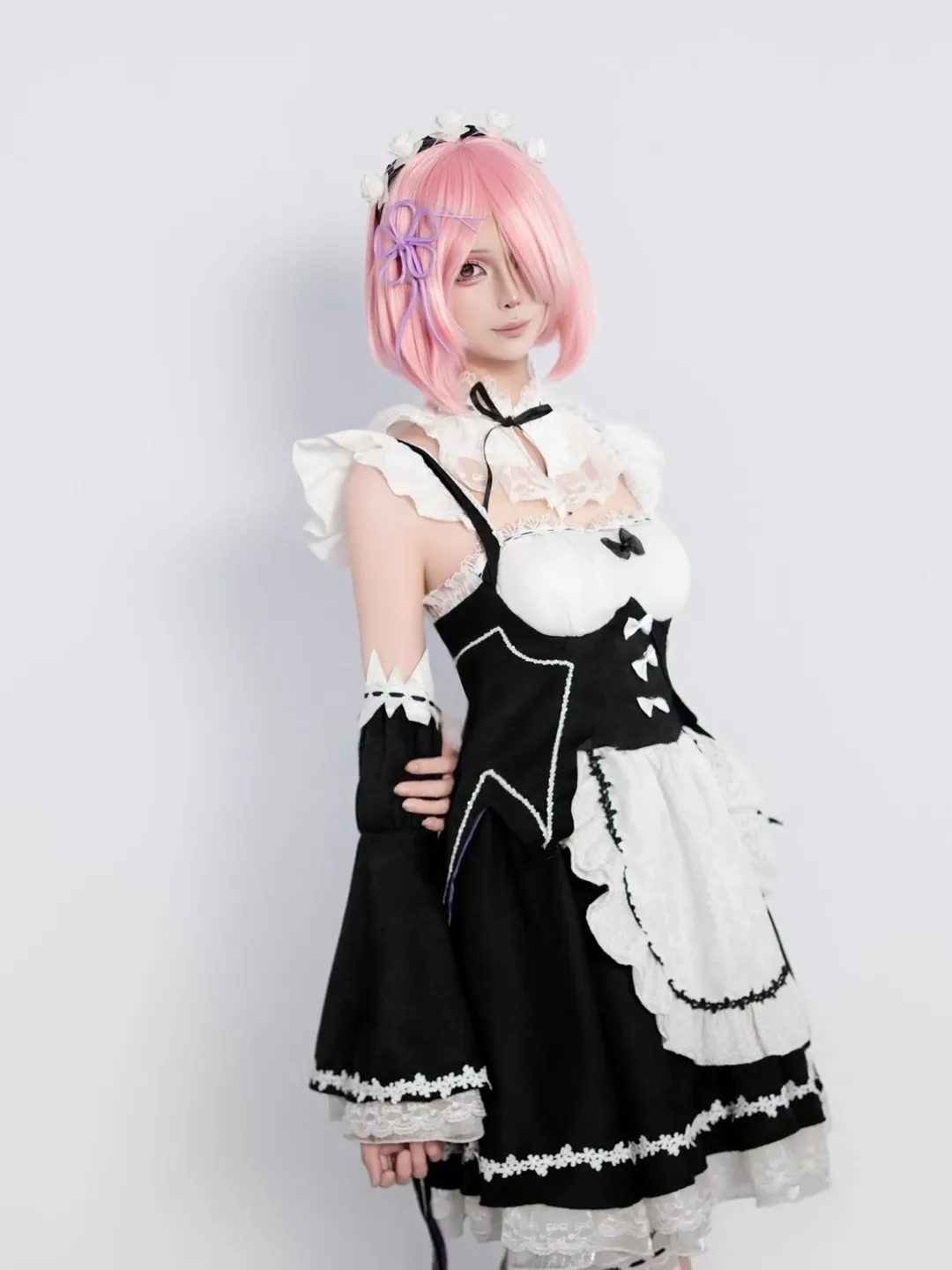 女僕裝, 從零開始的異世界生活, cosplay正片, 拉姆cos, 絲襪 - 第1張