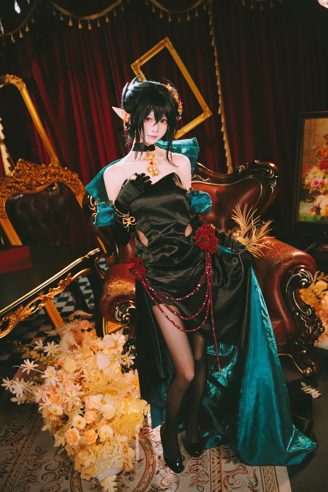明日方舟, 哥特风cosplay, 精灵耳cos, 隐德来希cos, 黑丝cosplay - 第3张
