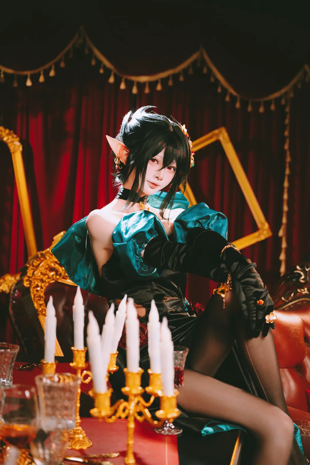 明日方舟, 哥特风cosplay, 精灵耳cos, 隐德来希cos, 黑丝cosplay - 第4张