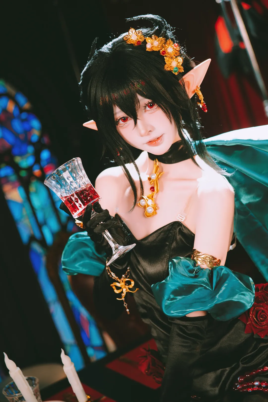 明日方舟, 哥特风cosplay, 精灵耳cos, 隐德来希cos, 黑丝cosplay - 第5张