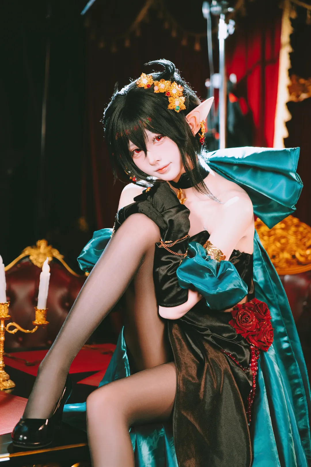 明日方舟, 哥特风cosplay, 精灵耳cos, 隐德来希cos, 黑丝cosplay - 第6张