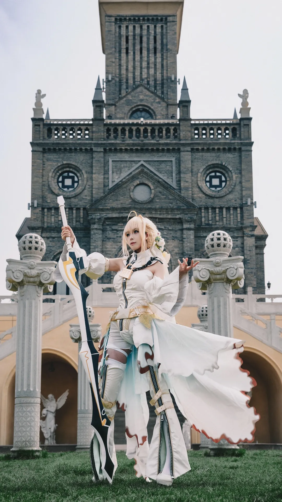 二次元, Fate/Grand Order, 白丝, 尼禄花嫁cos, 外景 - 第2张