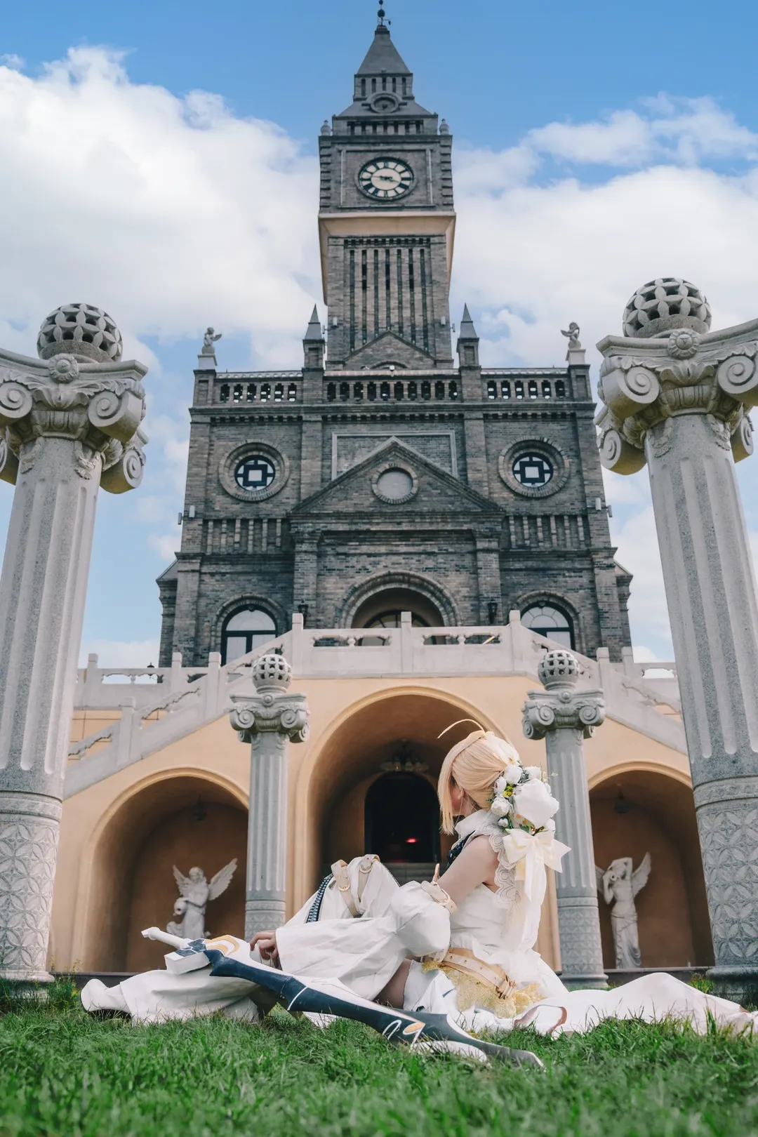 二次元, Fate/Grand Order, 白丝, 尼禄花嫁cos, 外景 - 第5张