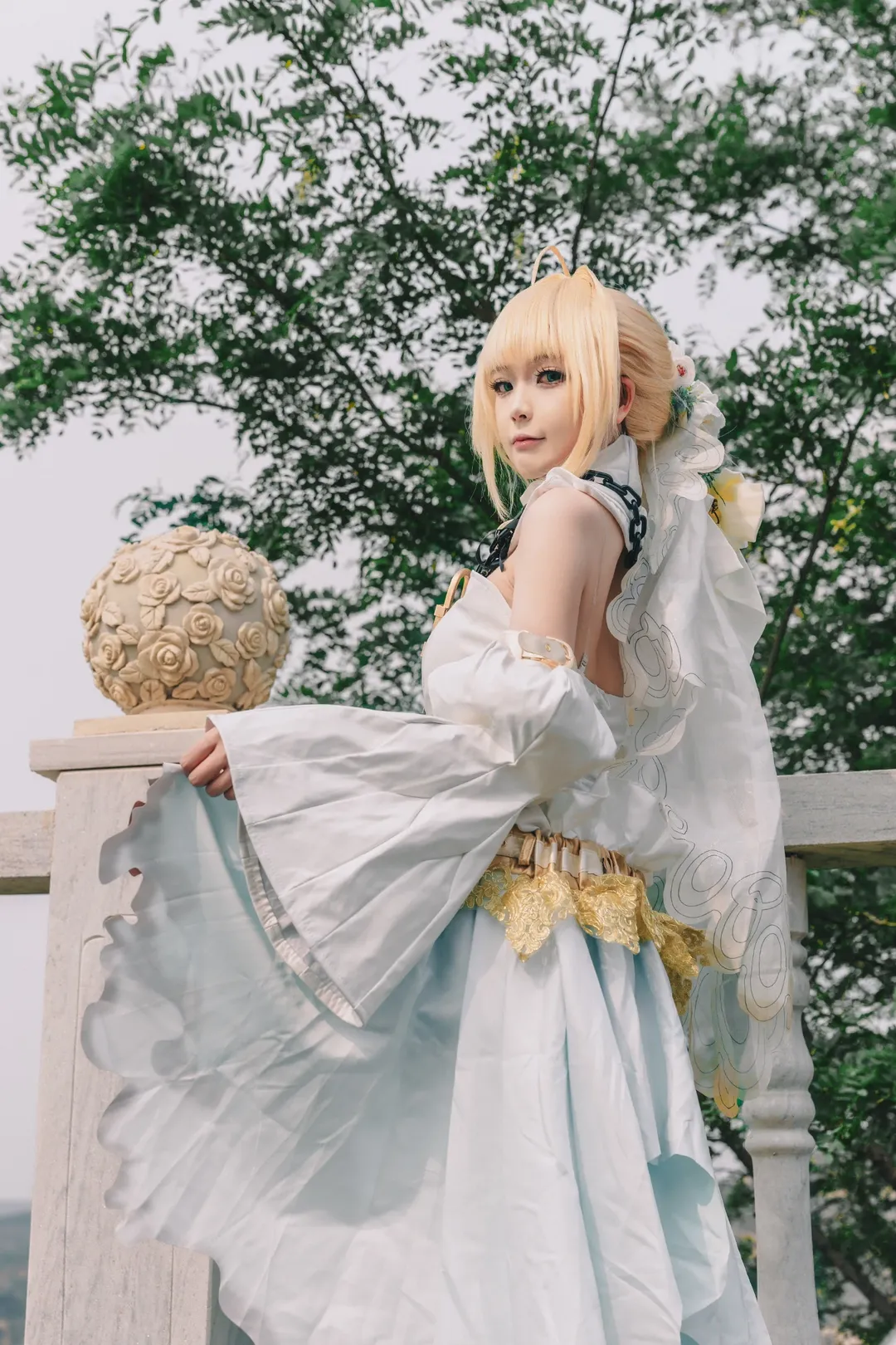 二次元, Fate/Grand Order, 白丝, 尼禄花嫁cos, 外景 - 第6张