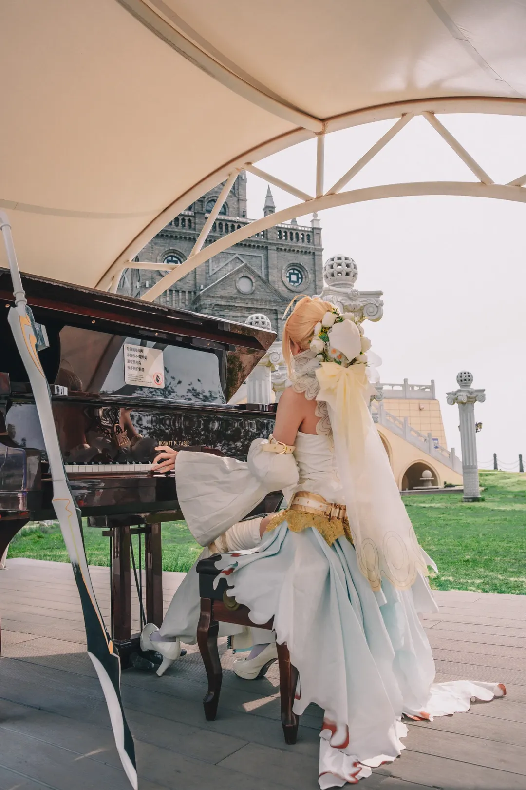 二次元, Fate/Grand Order, 白丝, 尼禄花嫁cos, 外景 - 第7张