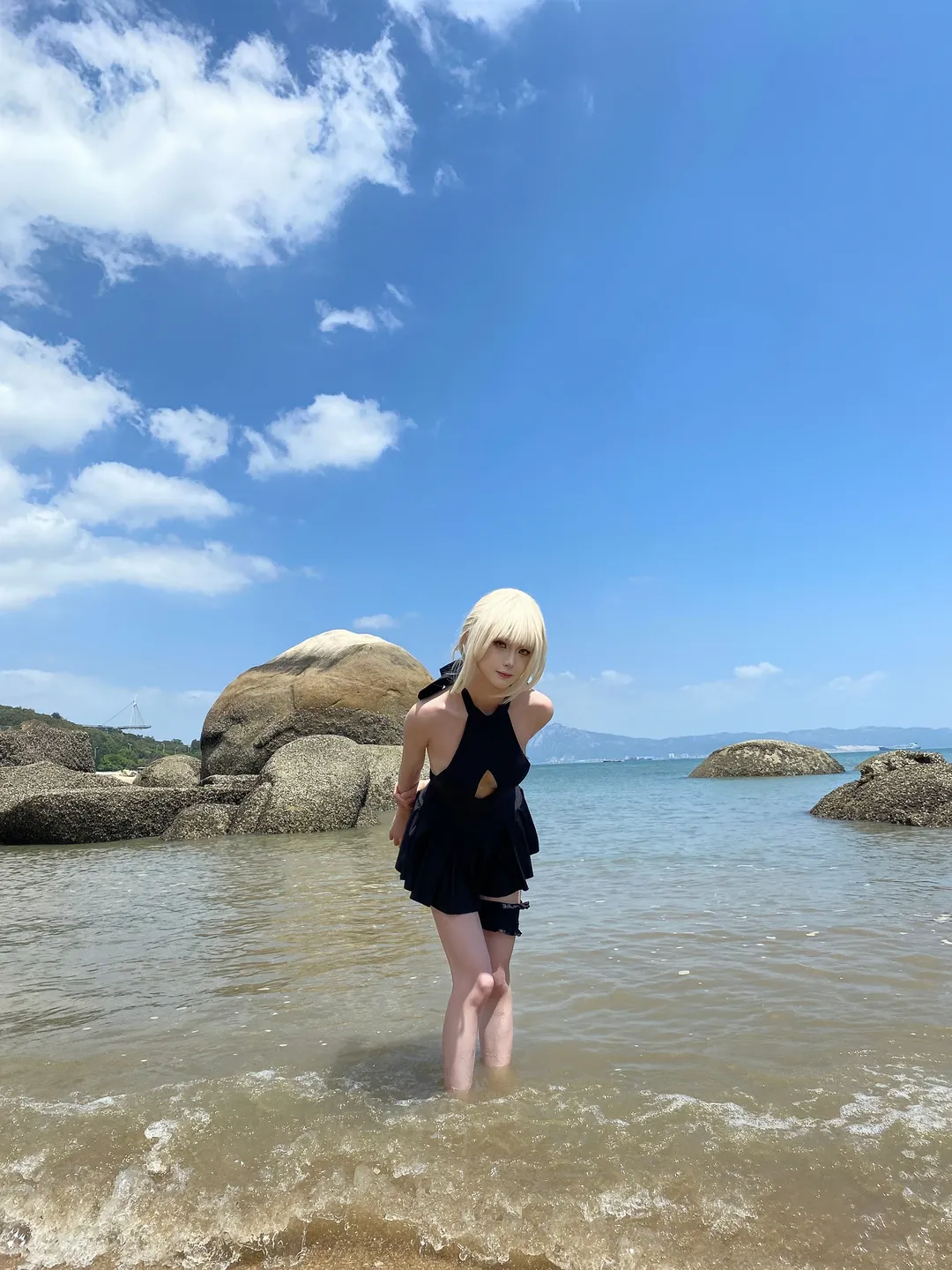 cosplay, fgo, 海边, 黑呆阿尔托莉雅cos, 水黑呆