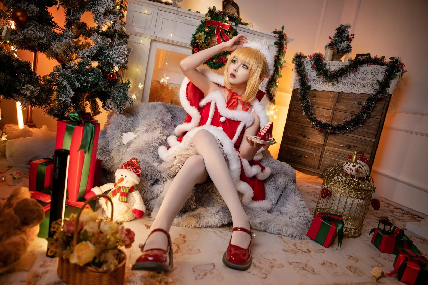摄影分享, 白丝, 圣诞cos, saber 尼禄cos, FGO fate