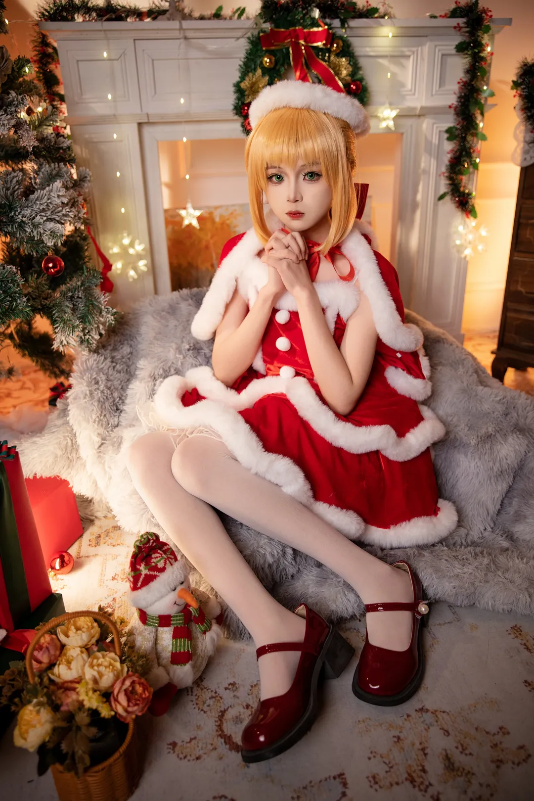 摄影分享, 白丝, 圣诞cos, saber 尼禄cos, FGO fate - 第5张