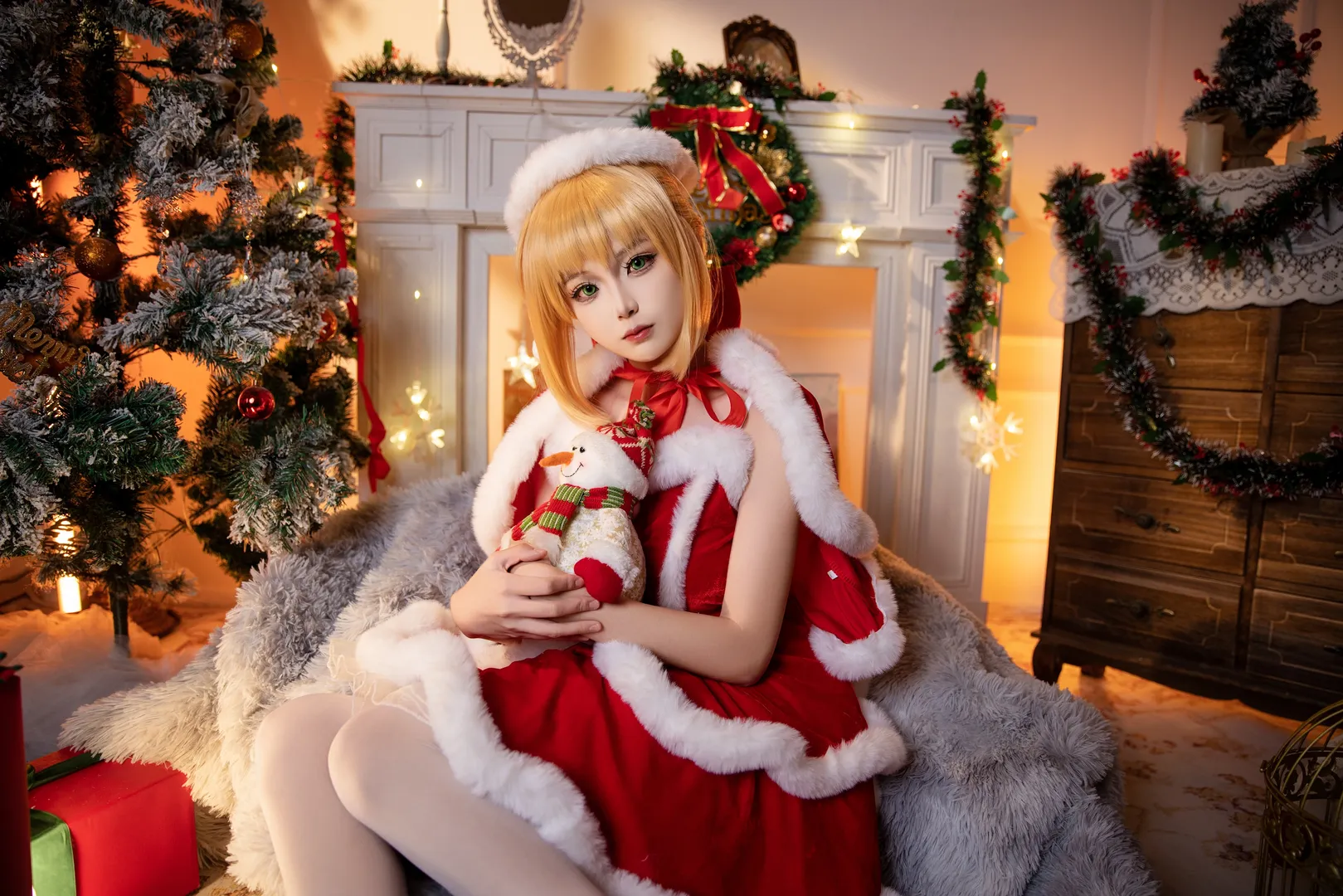 摄影分享, 白丝, 圣诞cos, saber 尼禄cos, FGO fate - 第6张