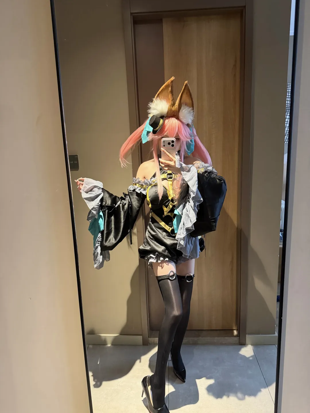 Fate/Grand Order, 玉藻前cos, FGO cosplay, 黑丝腿环, 狐耳装扮