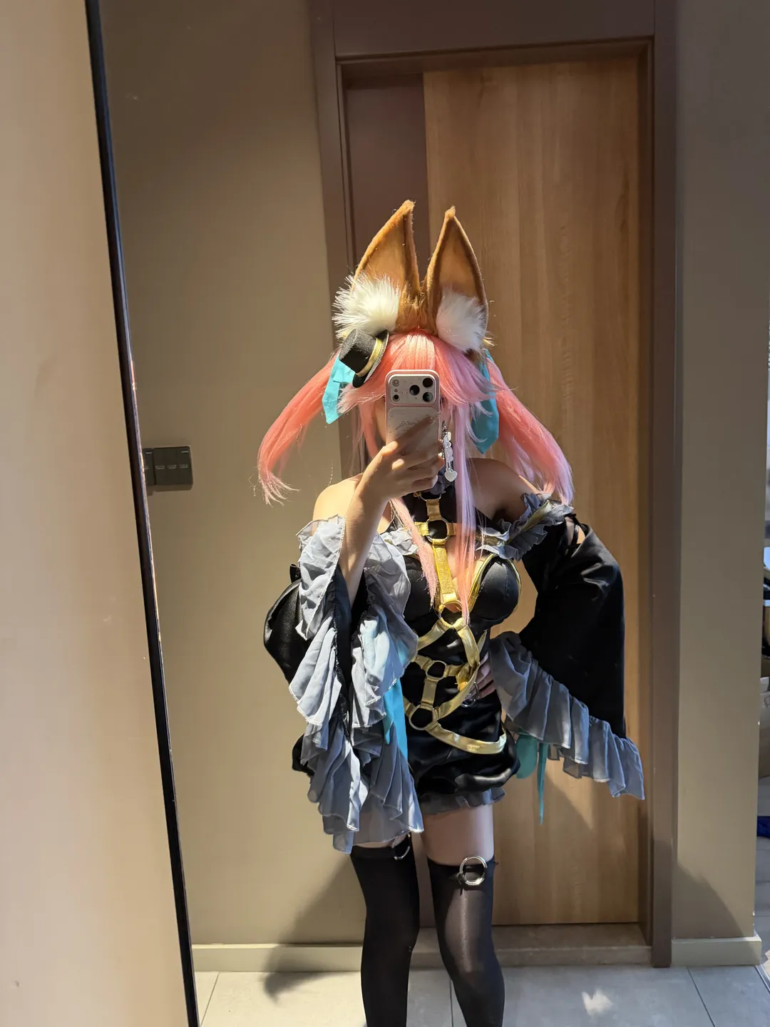 Fate/Grand Order, 玉藻前cos, FGO cosplay, 黑丝腿环, 狐耳装扮 - 第3张