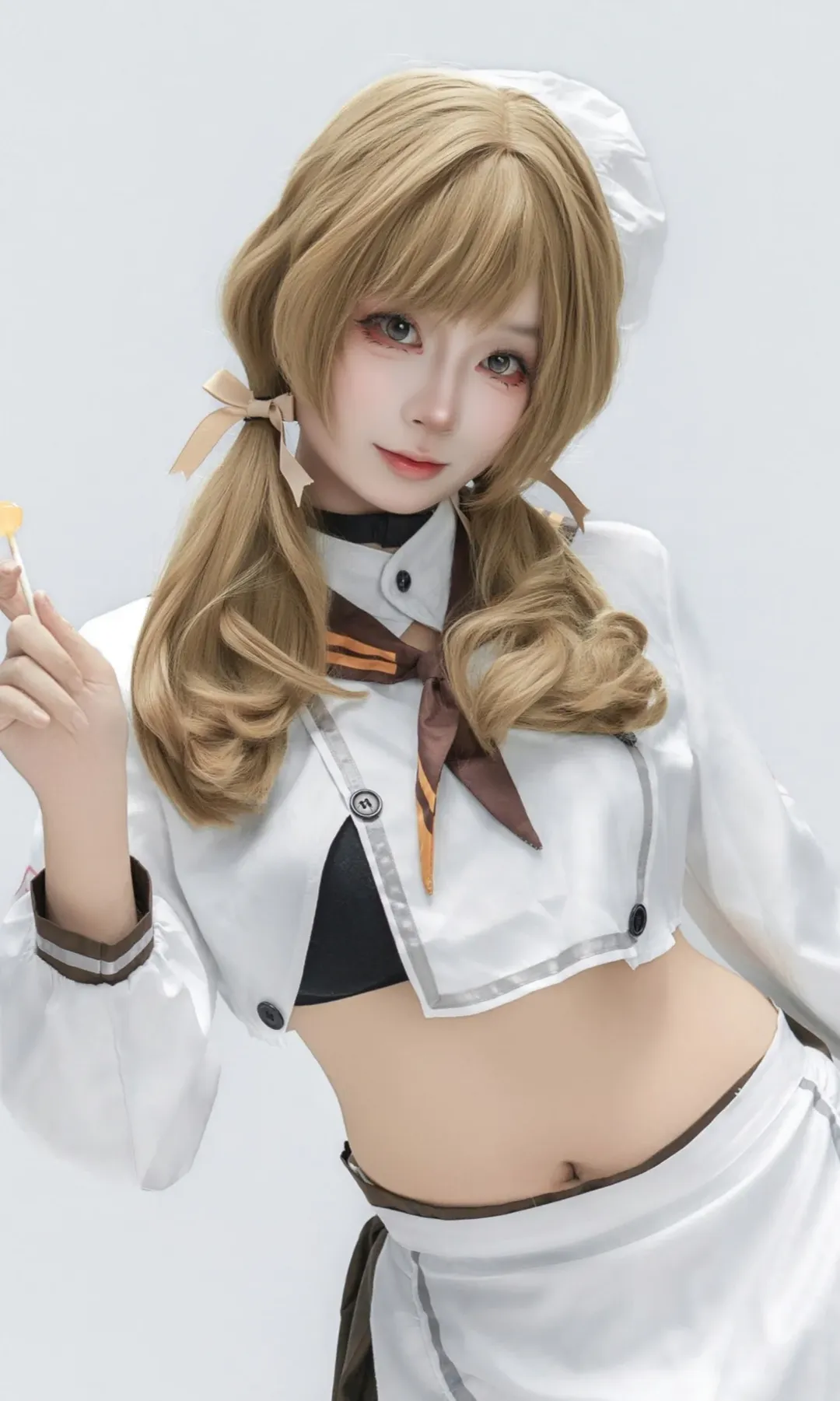 二次元摄影, 胜利女神nikke, 布蕾德cos, 黑丝cosplay, 露脐装穿搭 - 第1张