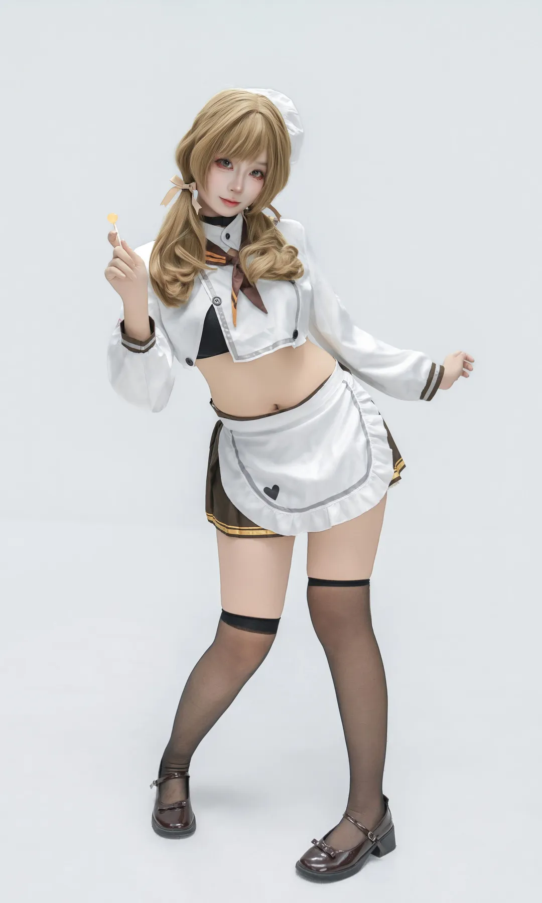 二次元攝影, 勝利女神nikke, 布蕾德cos, 黑絲cosplay, 露臍裝穿搭