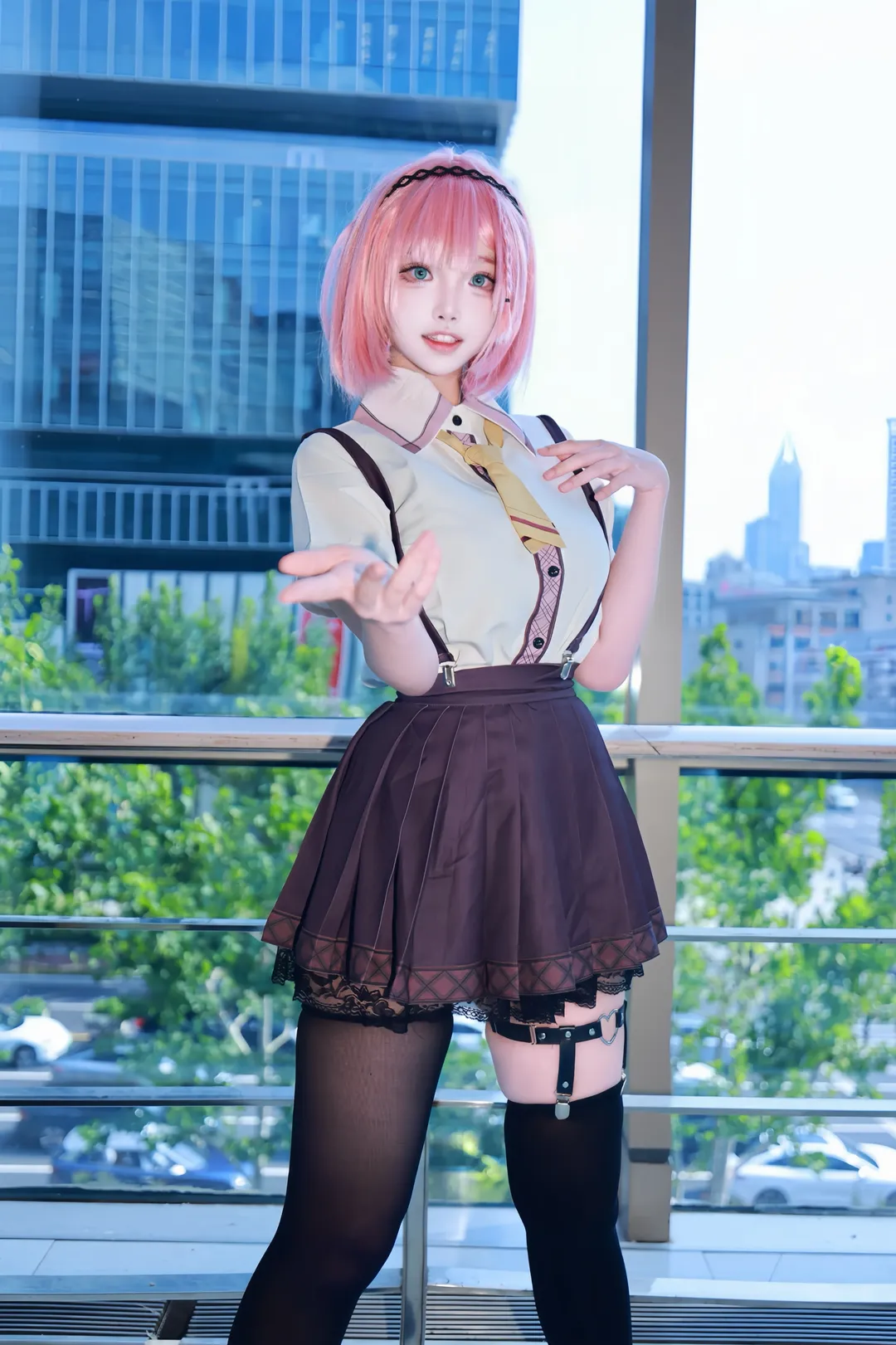 二次元, 天使纷扰, 黑丝穿搭, 制服cos, 谷风天音cos