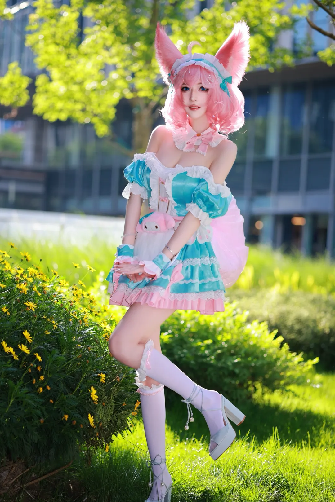 cosplay, 王者荣耀, 粉色假发, 妲己cos, cos丝袜