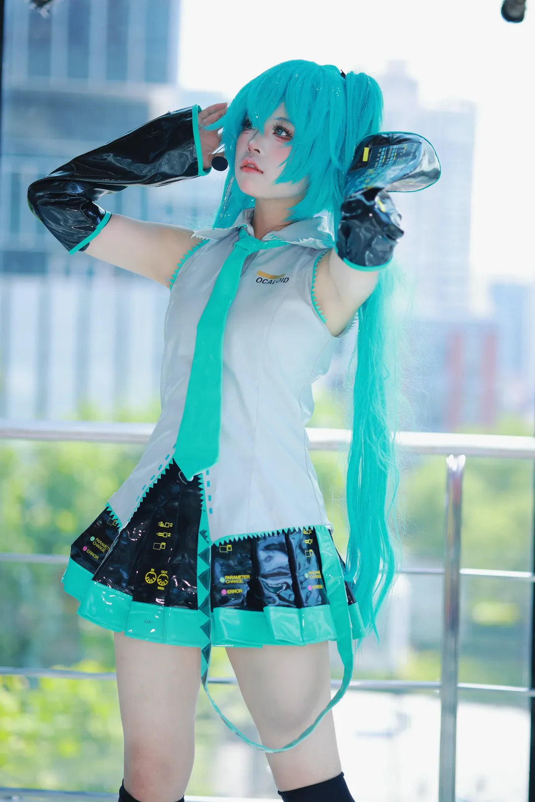 初音未来cos, 虚拟歌姬, 户外街拍, cosplay日常, 葱绿双马尾
