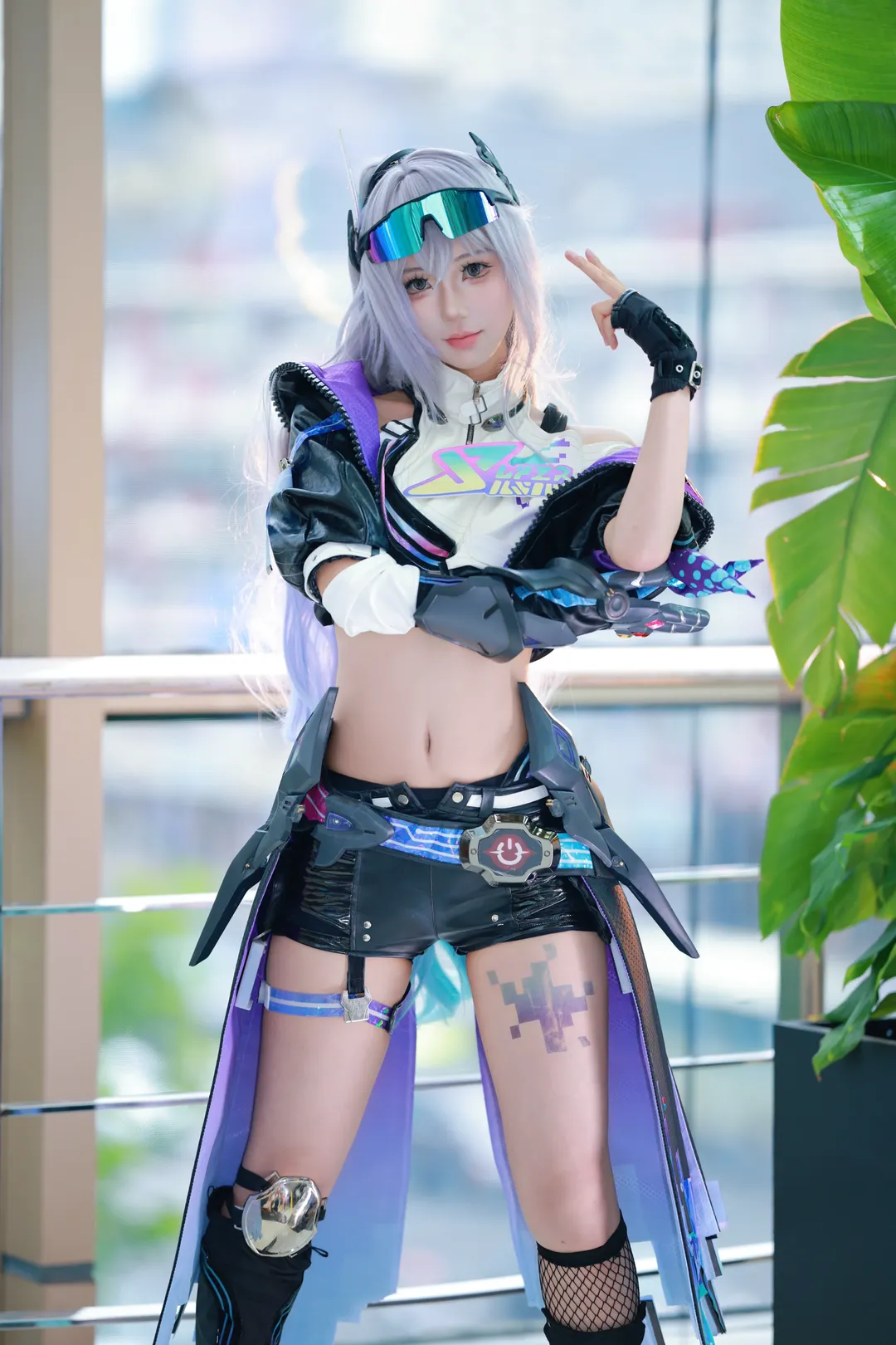 Anime-style photography, Honkai: Star Rail, Silver Wolf cosplay, Cyberpunk style, Cosplay work