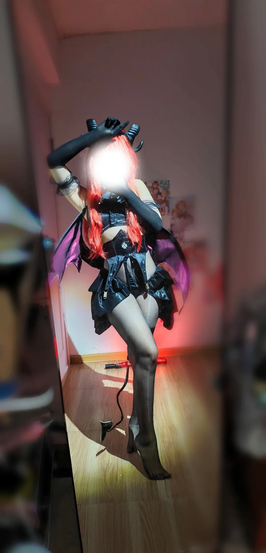 碧蓝航线, 黑丝穿搭, cosplay试衣, 魅魔cos, 希尔德加德·兴登堡cos