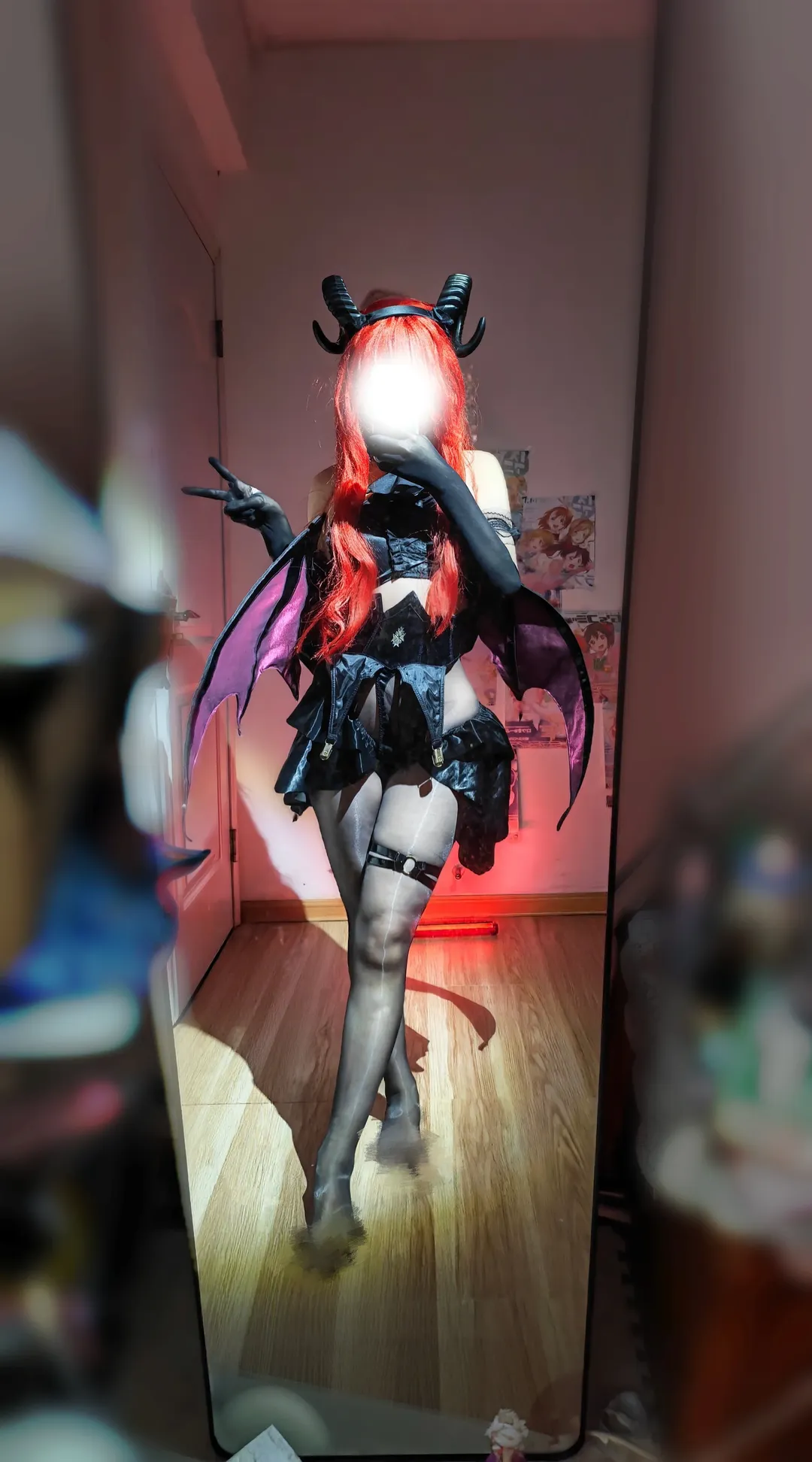碧蓝航线, 黑丝穿搭, cosplay试衣, 魅魔cos, 希尔德加德·兴登堡cos - 第2张