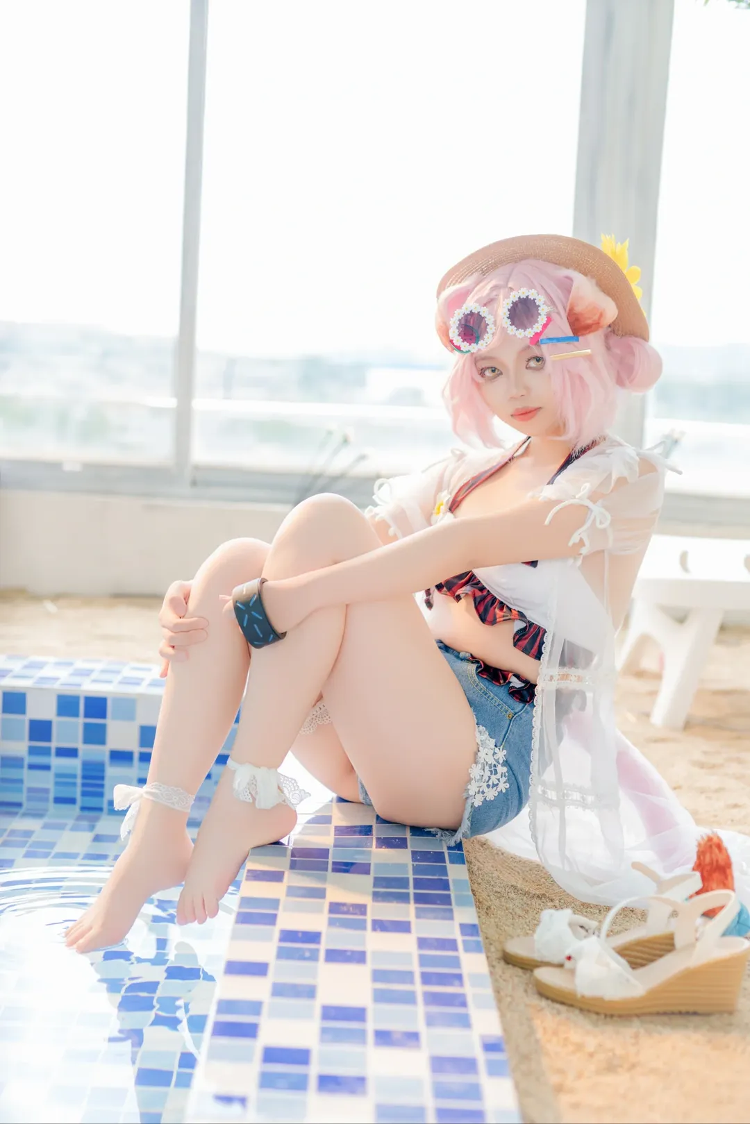Swimsuit, Arknights, Photography sharing, Goldenglow cosplay, Summer water play