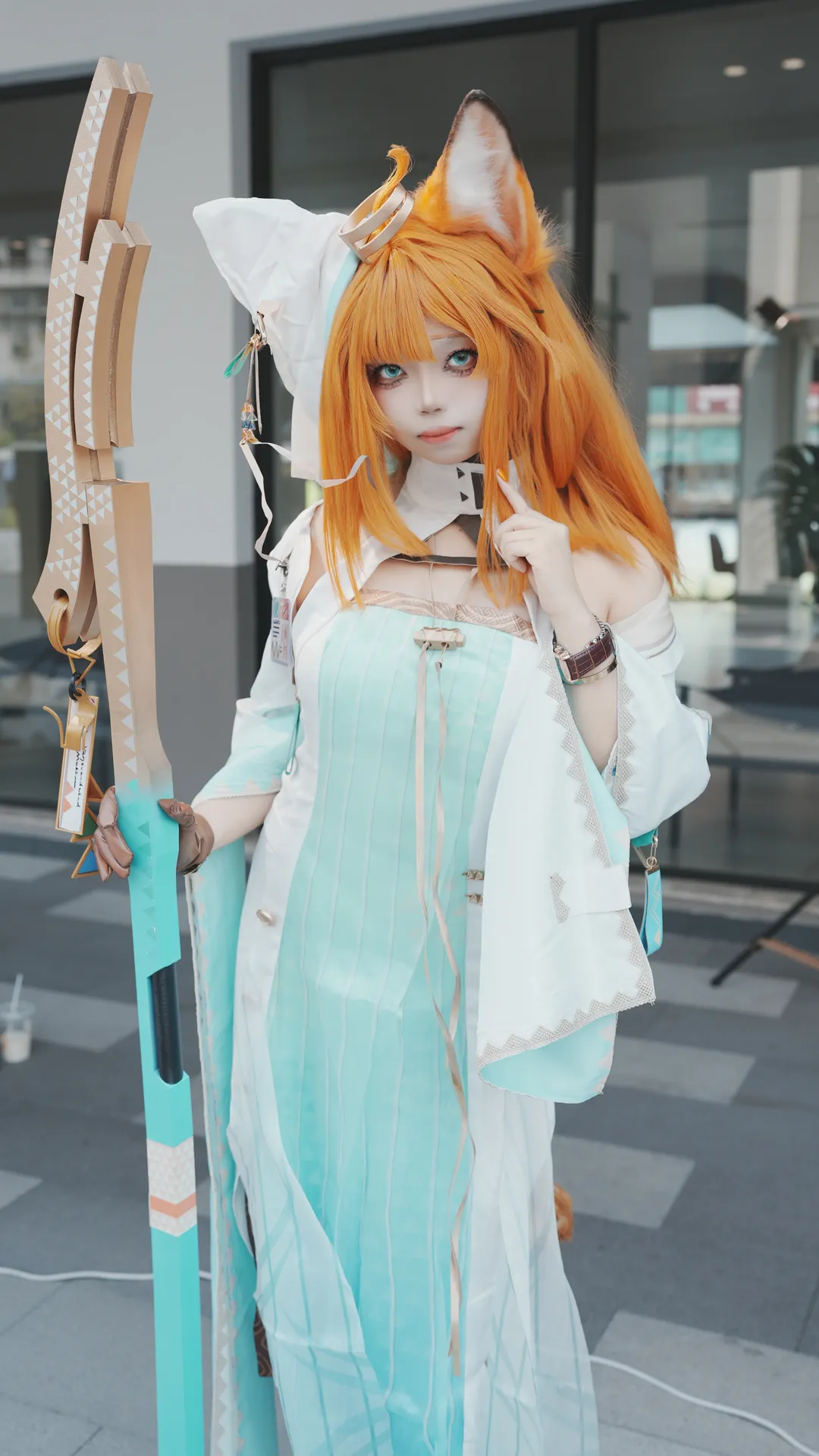 二次元摄影, 明日方舟, 兽耳cosplay, 莎草cos, 橙发角色