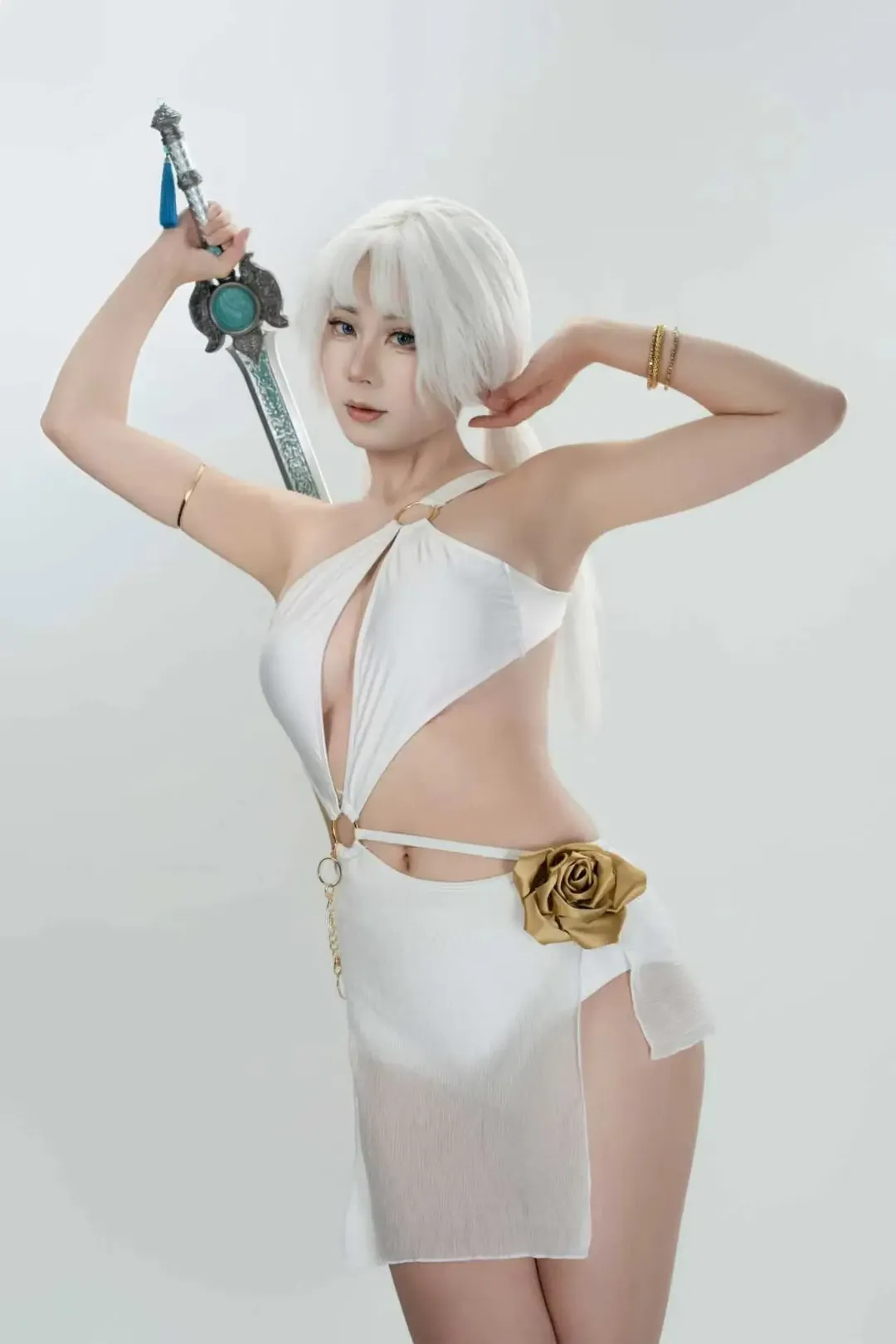 水着, NARAKA: BLADEPOINT, ツァイコスプレ, 白髪, 剣の小道具