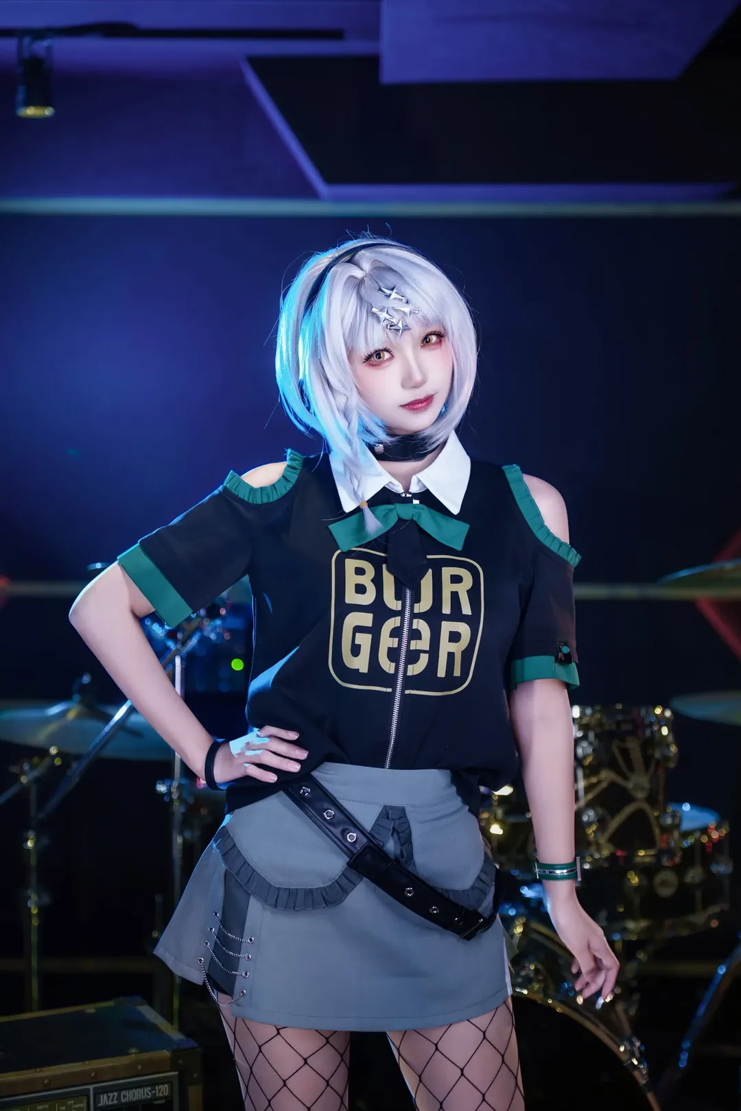 绝区零, cosplay日常, 安比cos, 网袜穿搭, 乐队造型
