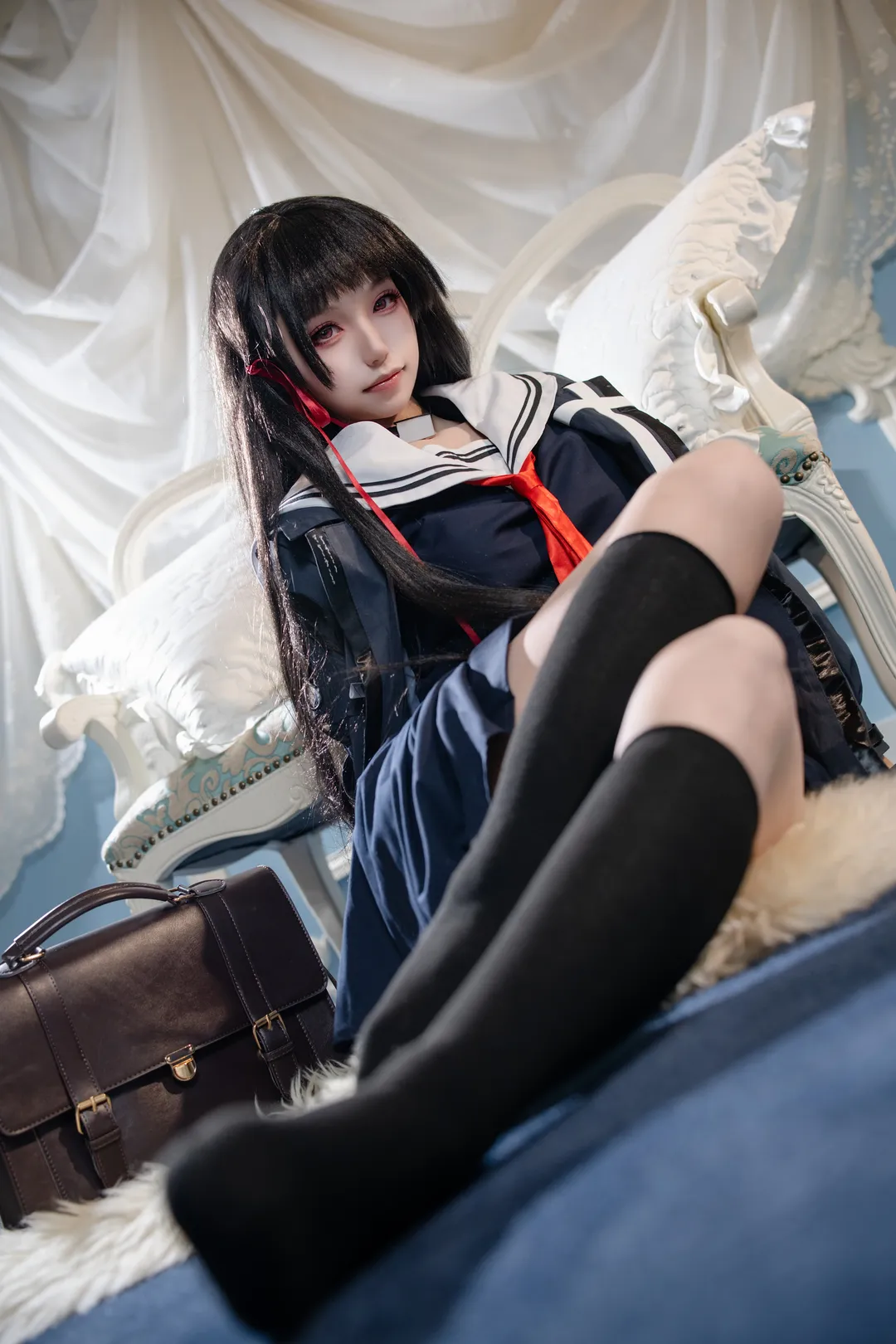 鸣潮, 千咲cos, 暗黑系, 水手服, 过膝袜 - 第3张