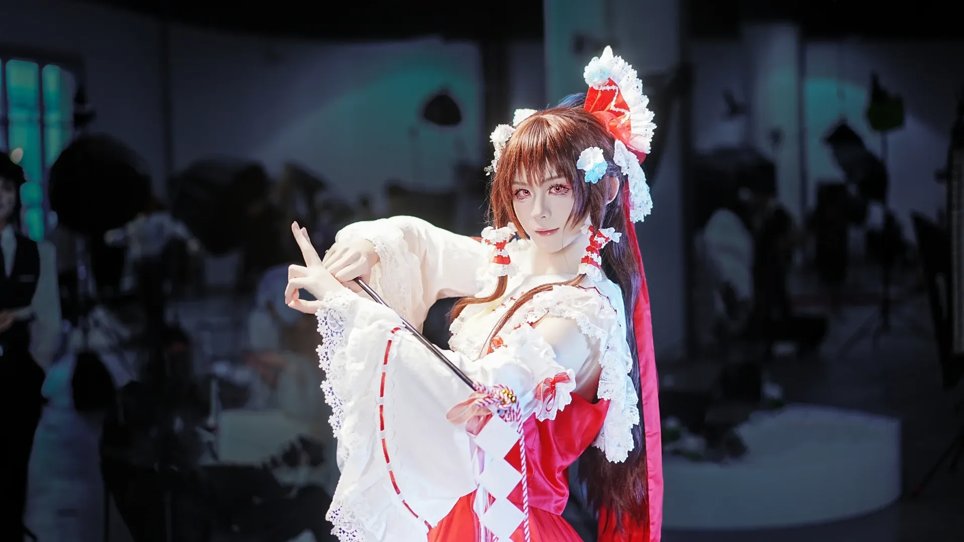 Reimu Hakurei Cosplay, Touhou Project, Red and white shrine maiden, White tights cosplay, Studio cosplay - Image 5