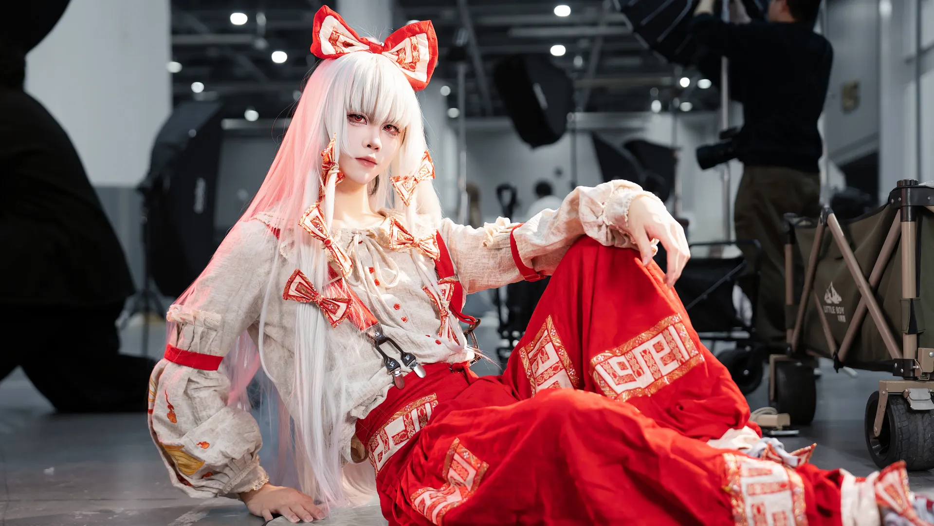 东方project, 红白配色, 摄影棚拍摄, cosplay正片, 藤原妹红cos