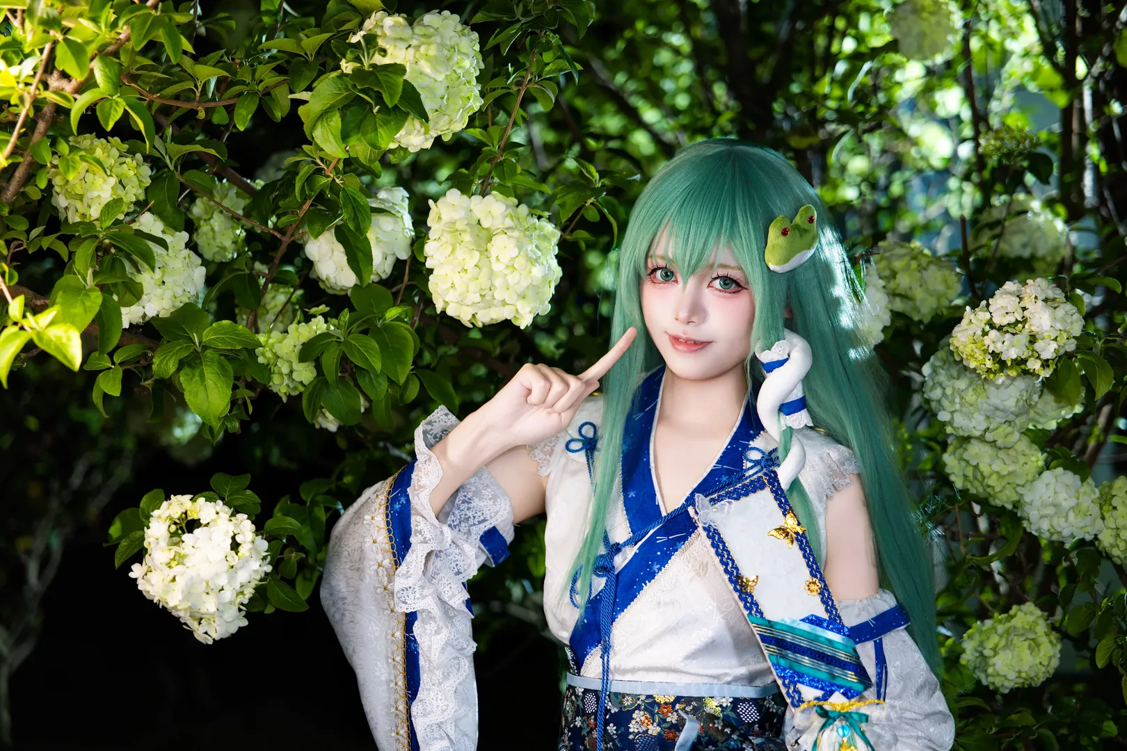 户外摄影, 东方Project, 绣球花, 二次元cosplay, 东风谷早苗cos - 第3张