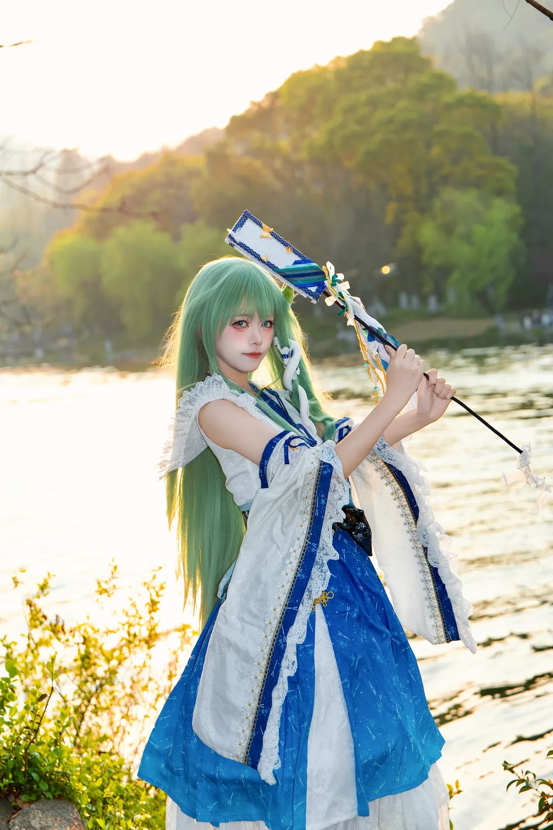 東方Project, 東風谷早苗 コスプレ, 二次元メイク, 水辺のロケーション, コスプレ日常