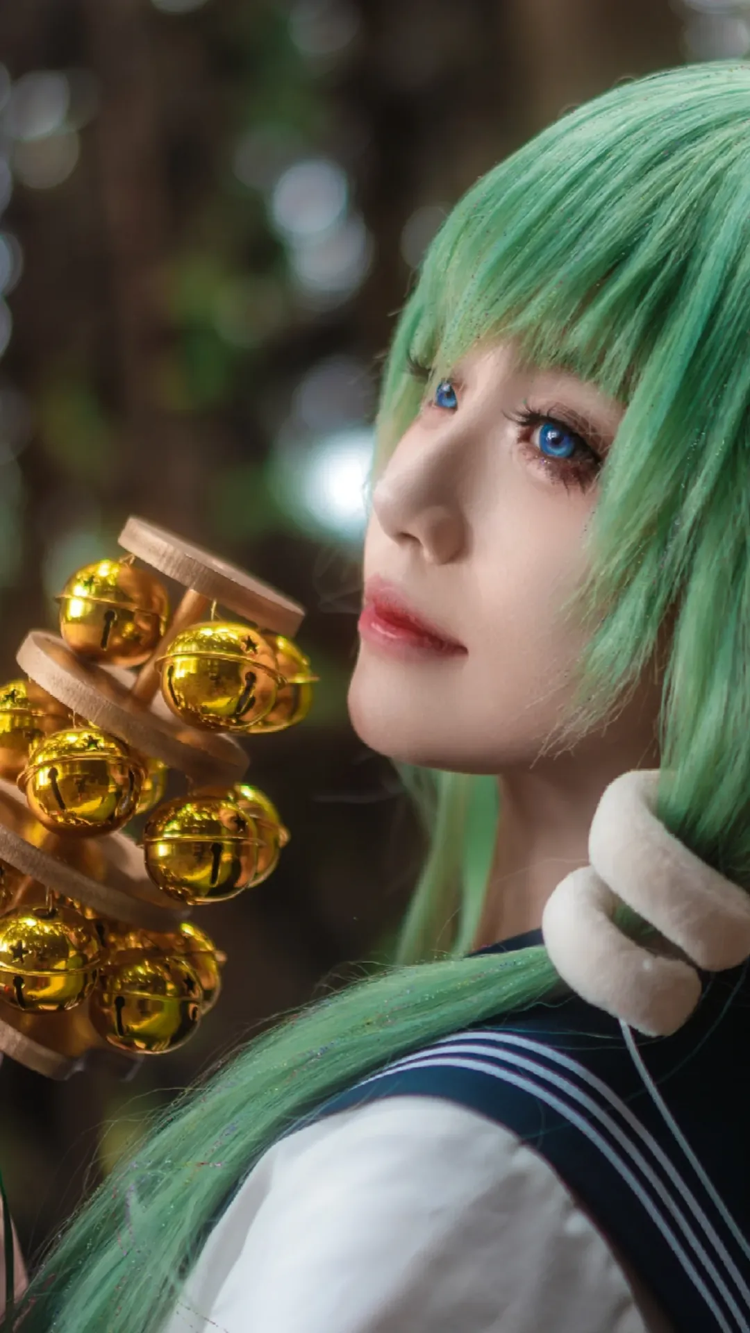 森林摄影, 东方project, 东风谷早苗cos, jk制服, 过膝袜 - 第2张
